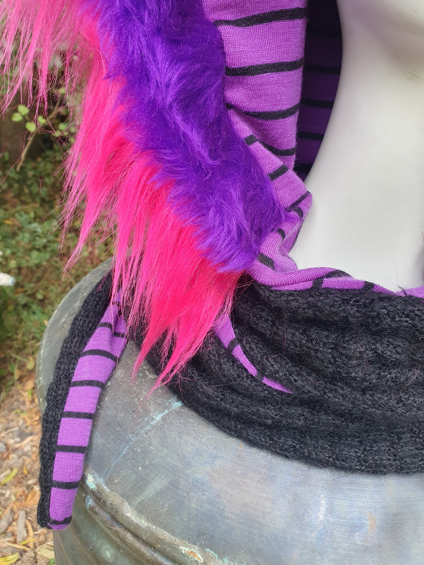 Pink, purple, black Hood and glove set
