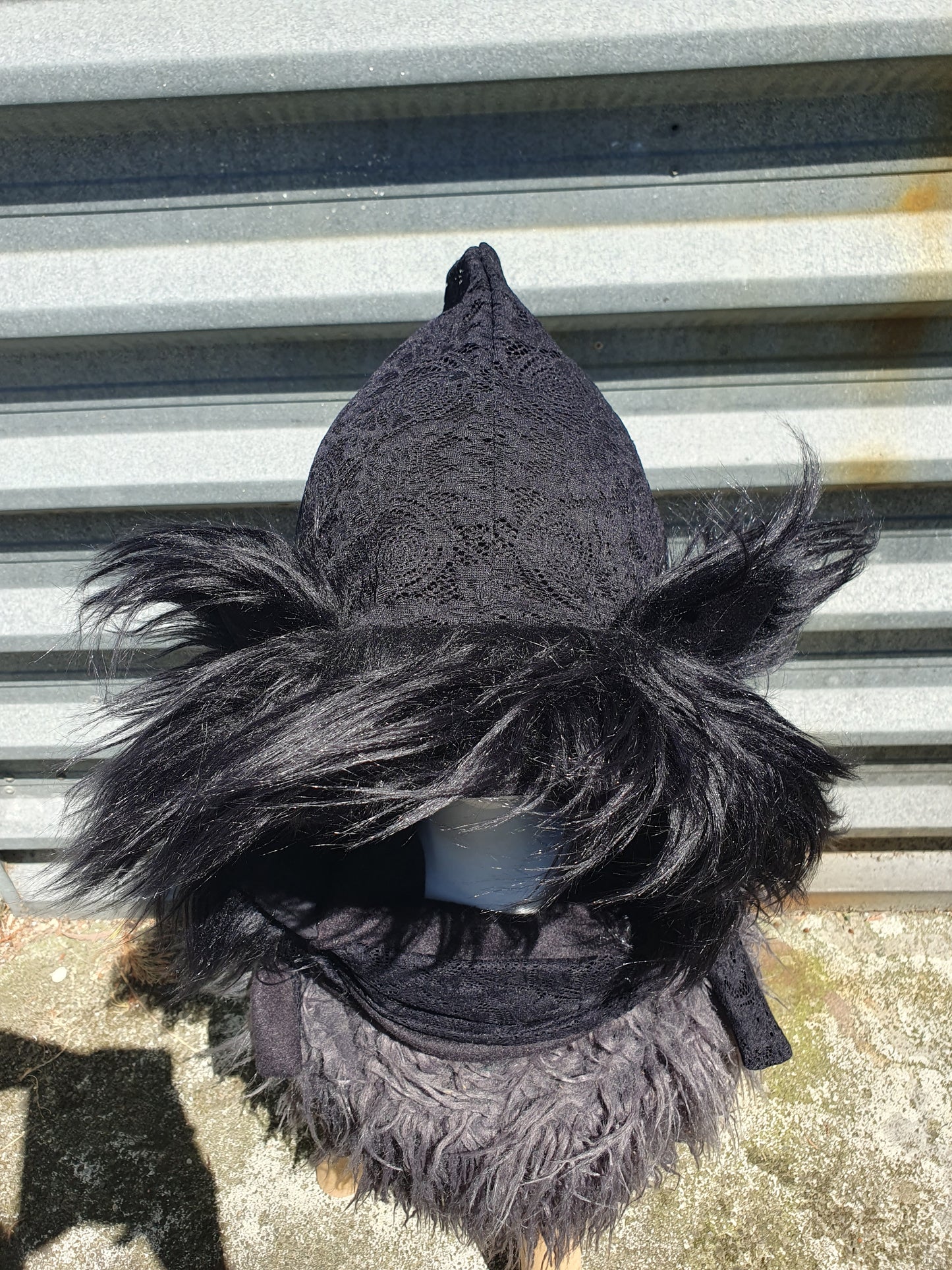 Black, Black and Black Lace Hooded Scarf