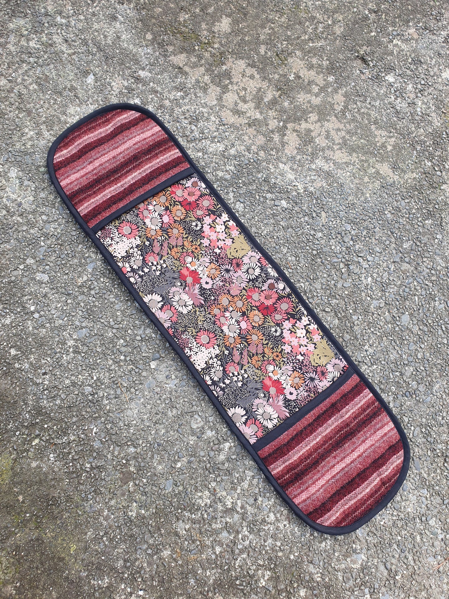 Red Pink Maroon and Black Floral XxL Oven Mitt