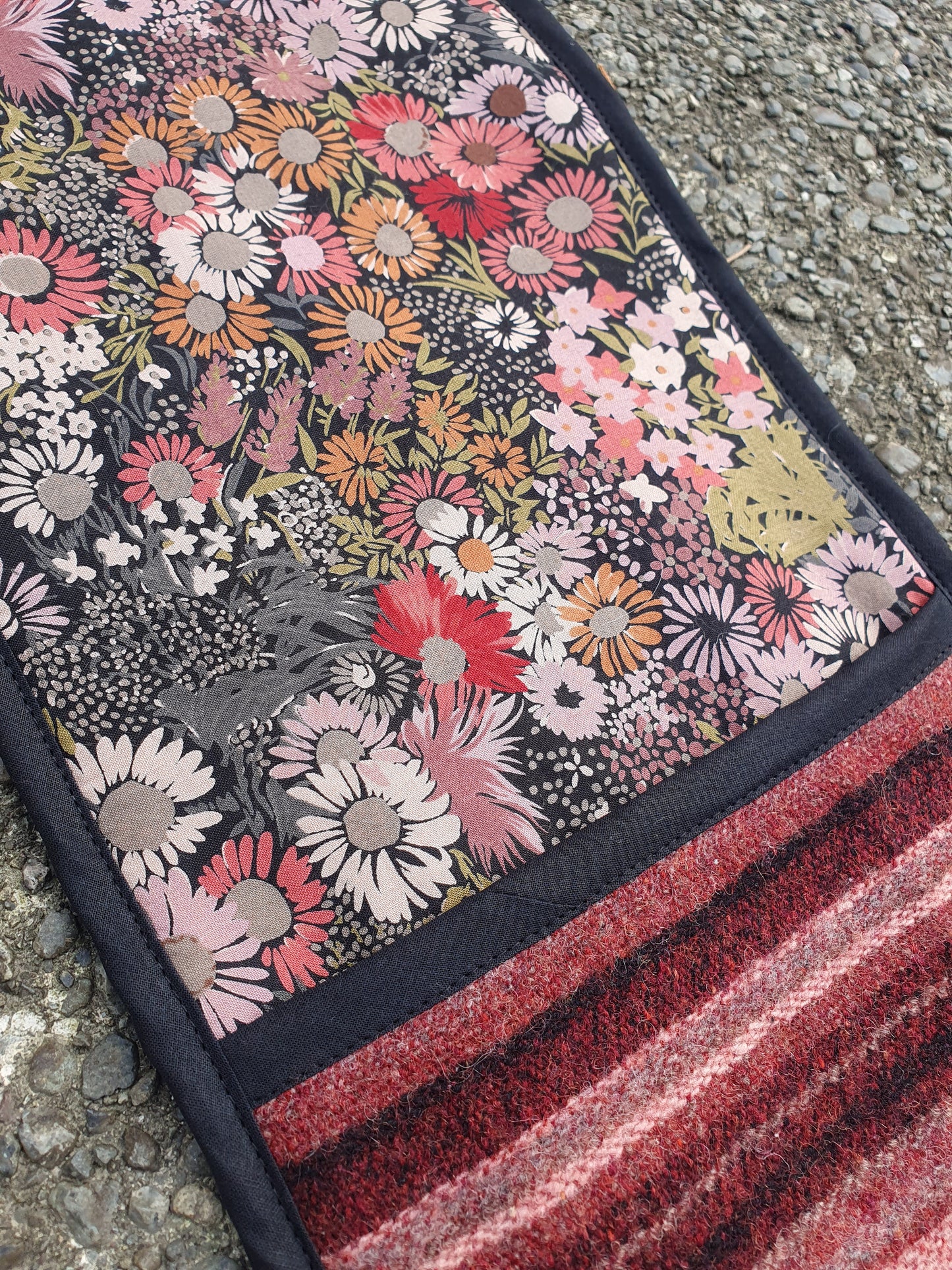 Red Pink Maroon and Black Floral XxL Oven Mitt
