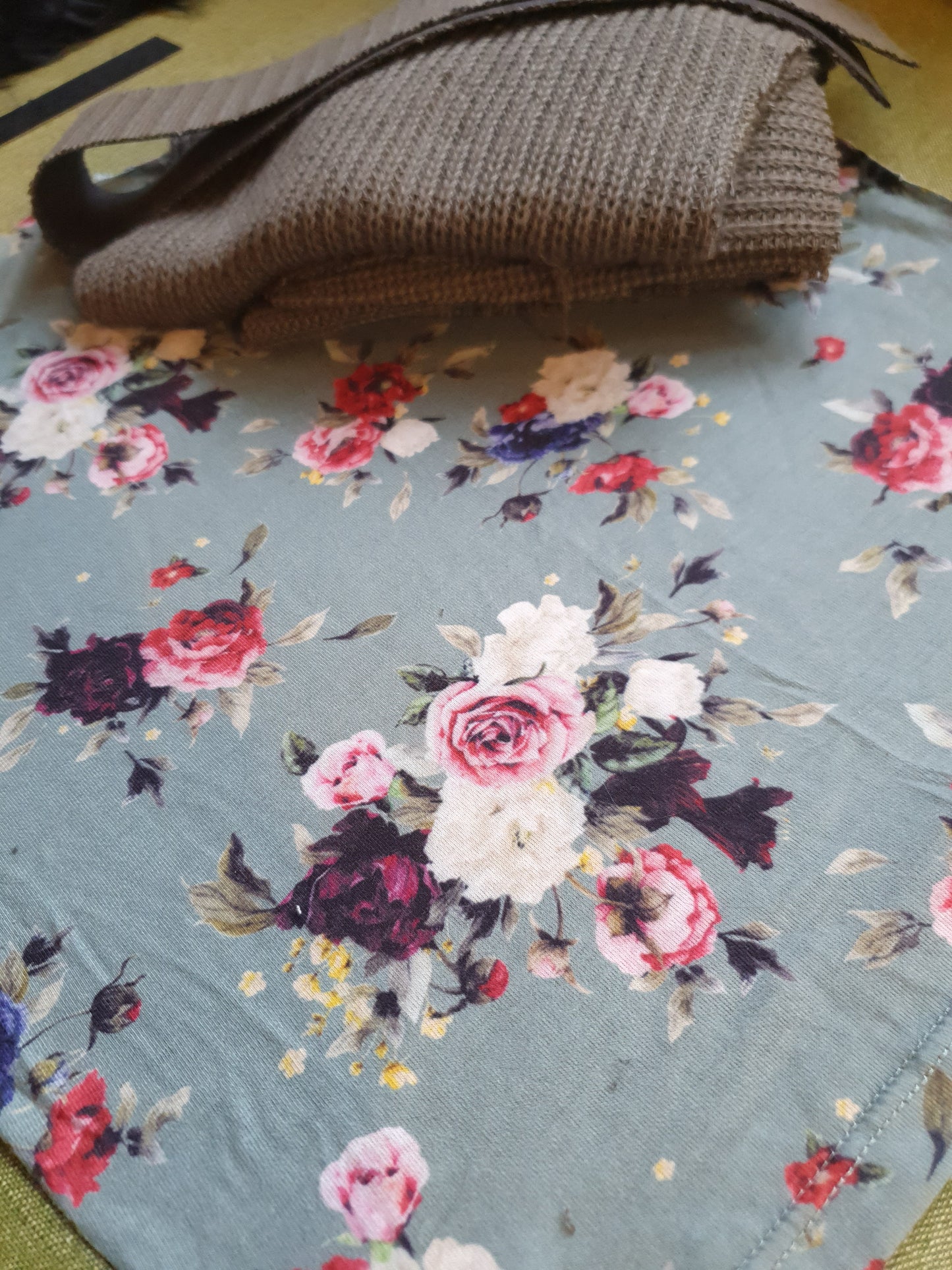 Sage and Floral Hooded Scarf