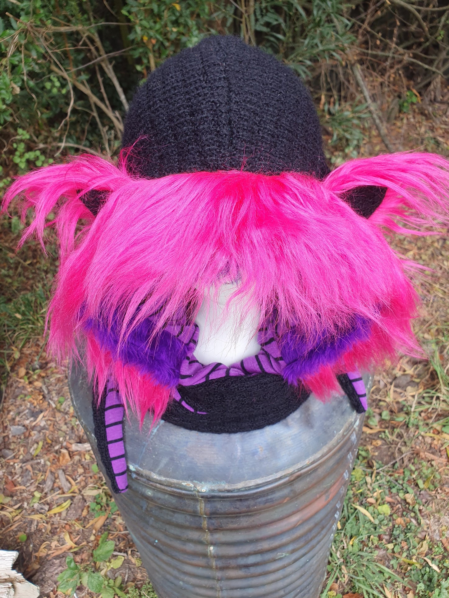 Pink, purple, black Hood and glove set