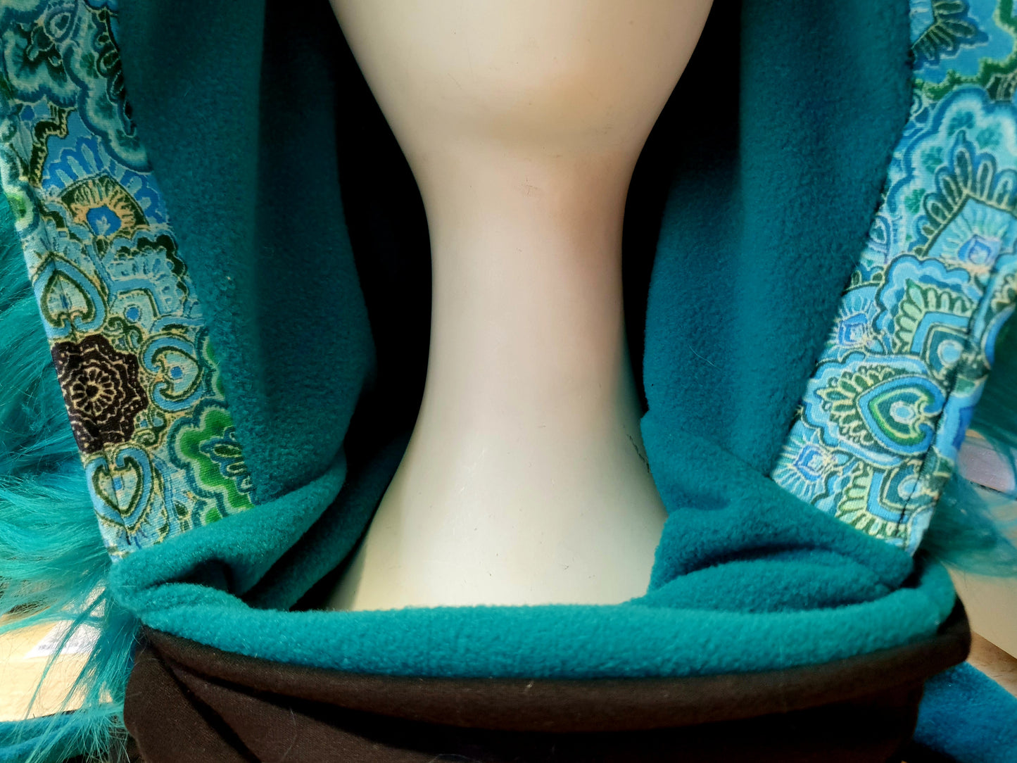 Teal and Black Mandala Hood and Glove set