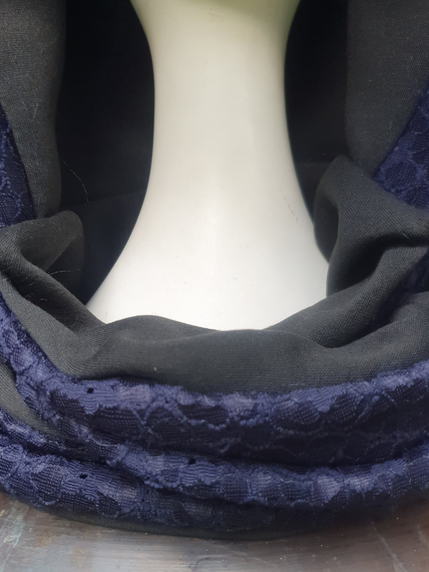 Dark midnight blue lacey hooded scarf