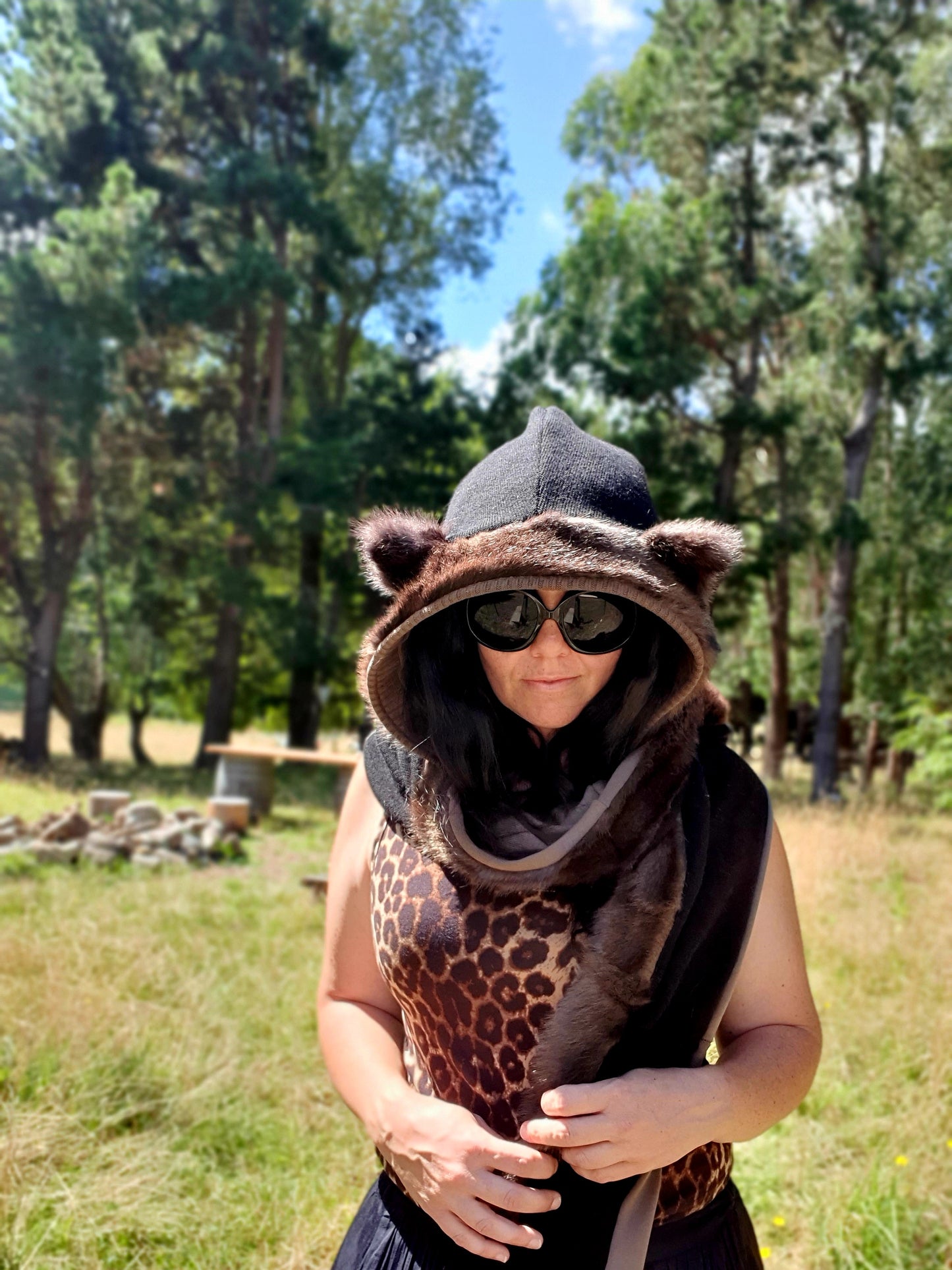 New Era Hooded Scarf. Vintage Fur