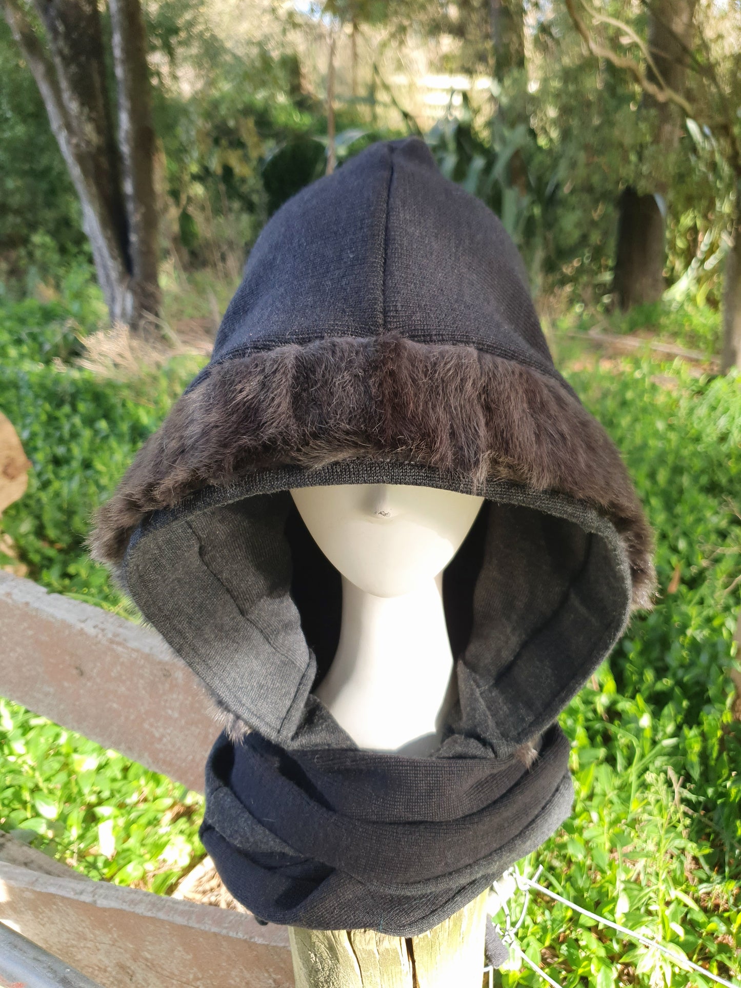 Black Merino and Grey Vintage Fur