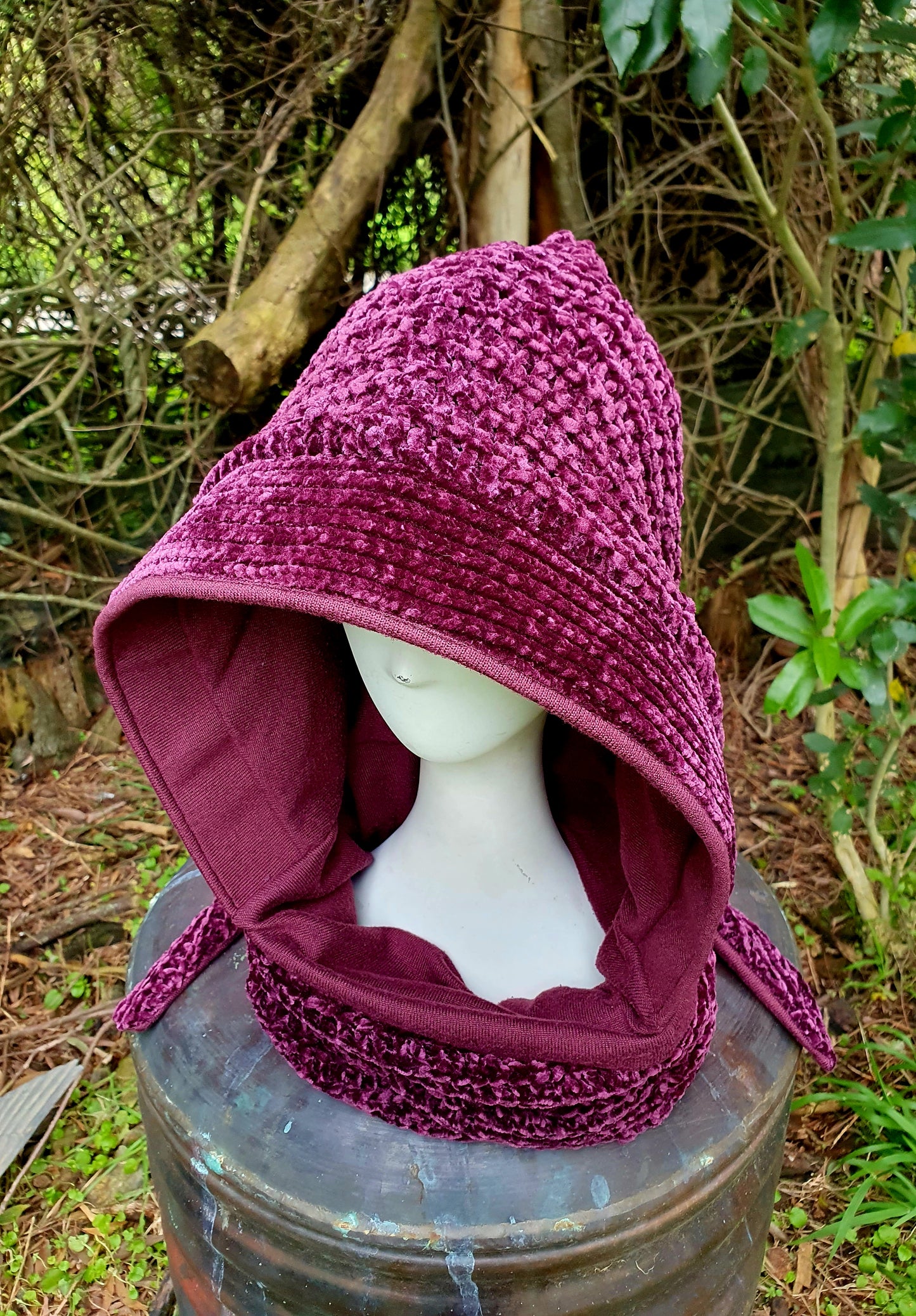 Purple Boysenberry Hooded Scarf