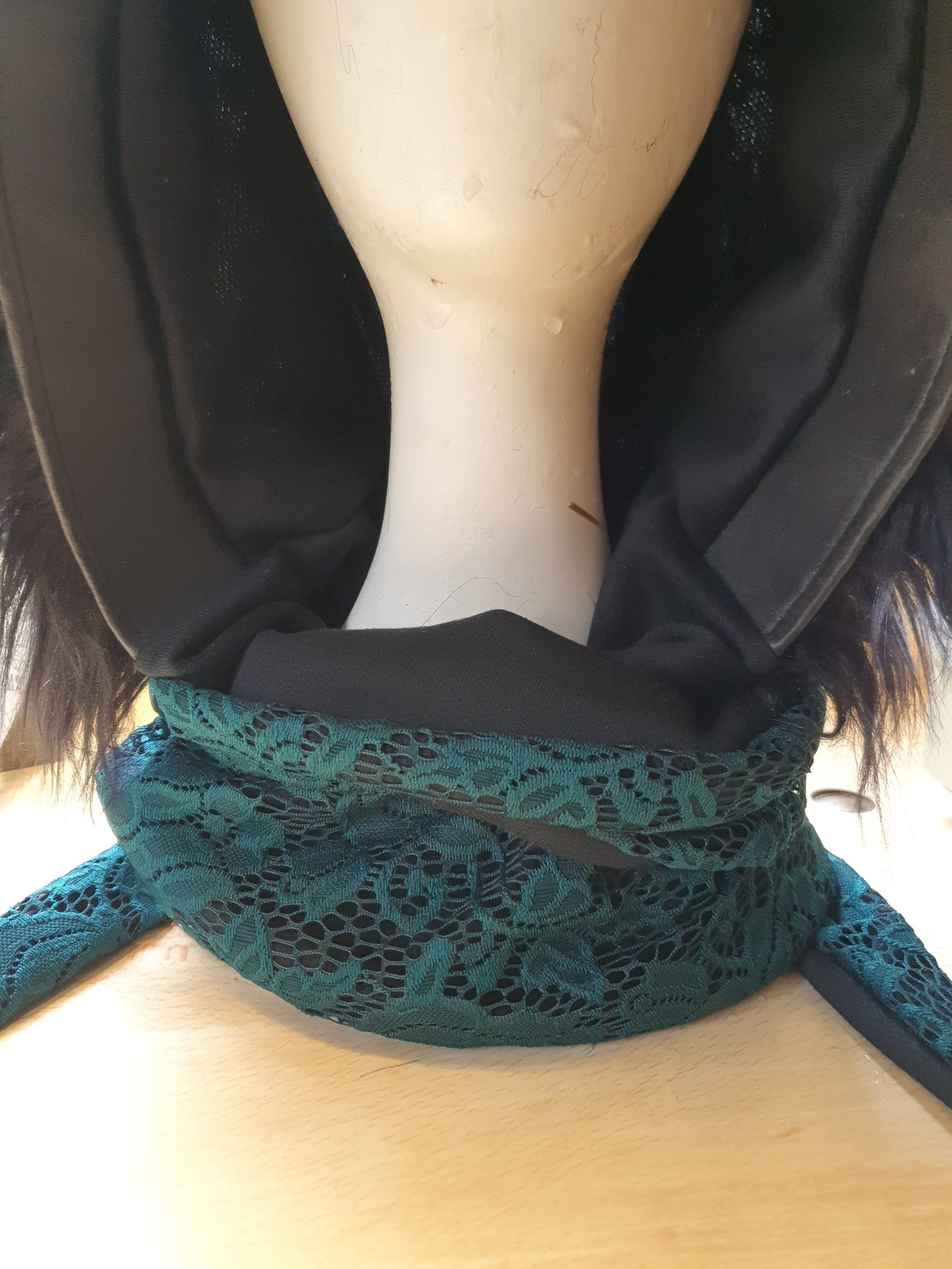 Emerald Green Lace Hooded Scarf