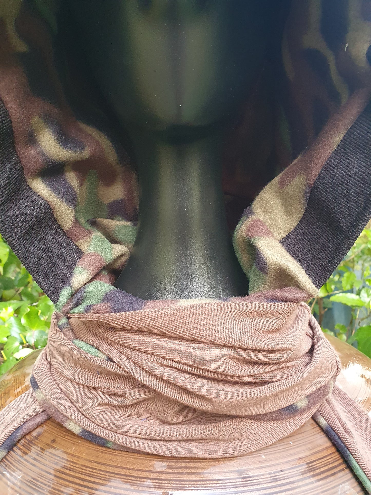 Oilskin Trim, Cotton and Fleece reversible Hooded Scarf
