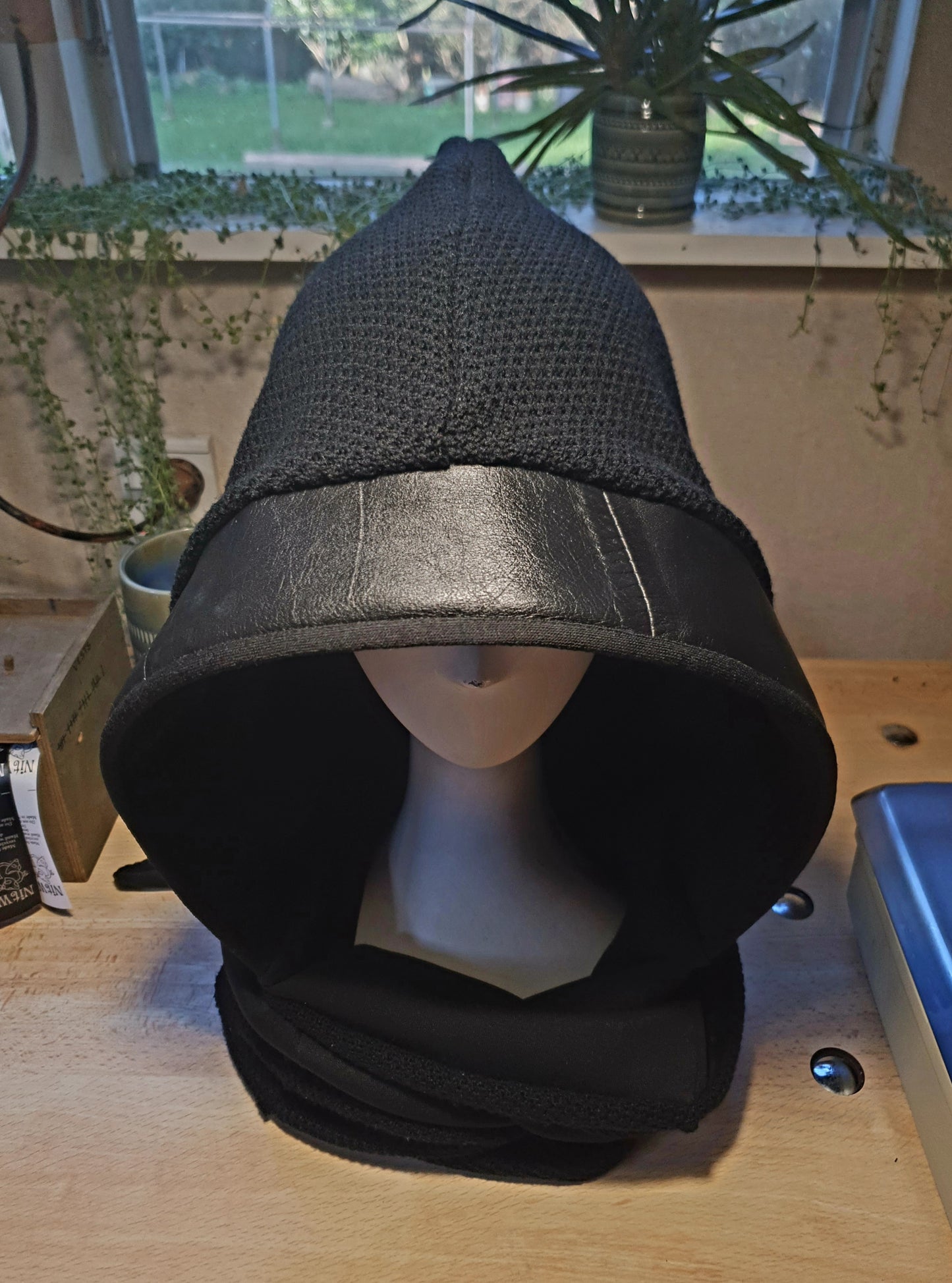 Solid Black Hooded Scarf