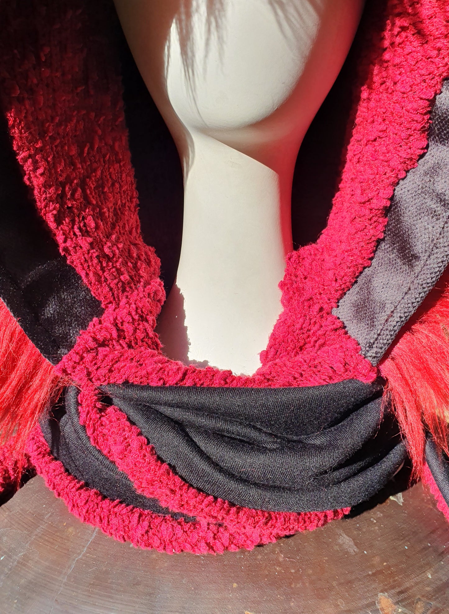 Black and red Hooded Scarf