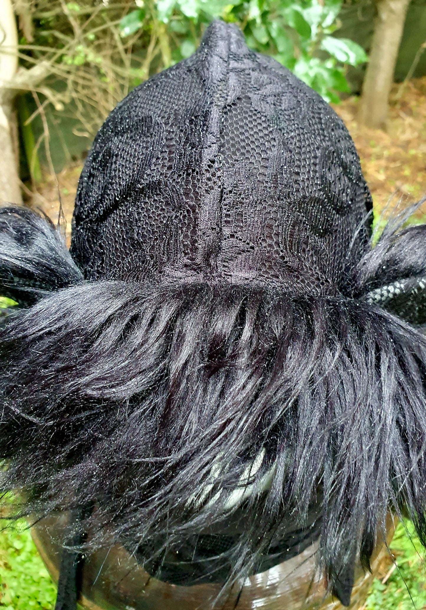 Black, black and black lacey Hood and Glove set