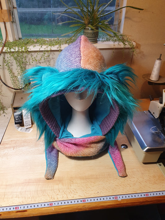Chunky Rainbow Hood with Merino lining