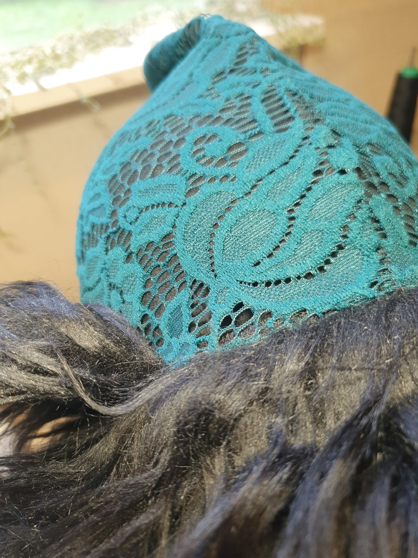Emerald Green Lace Hooded Scarf