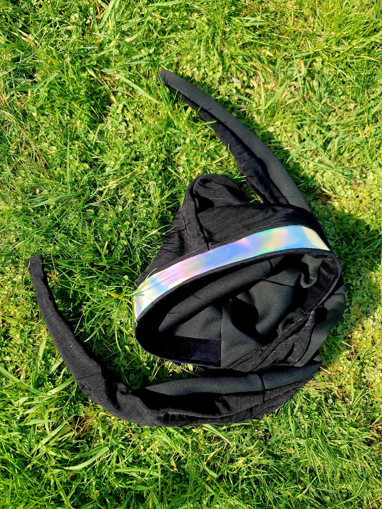 Iridescent and Black Hooded Scarf