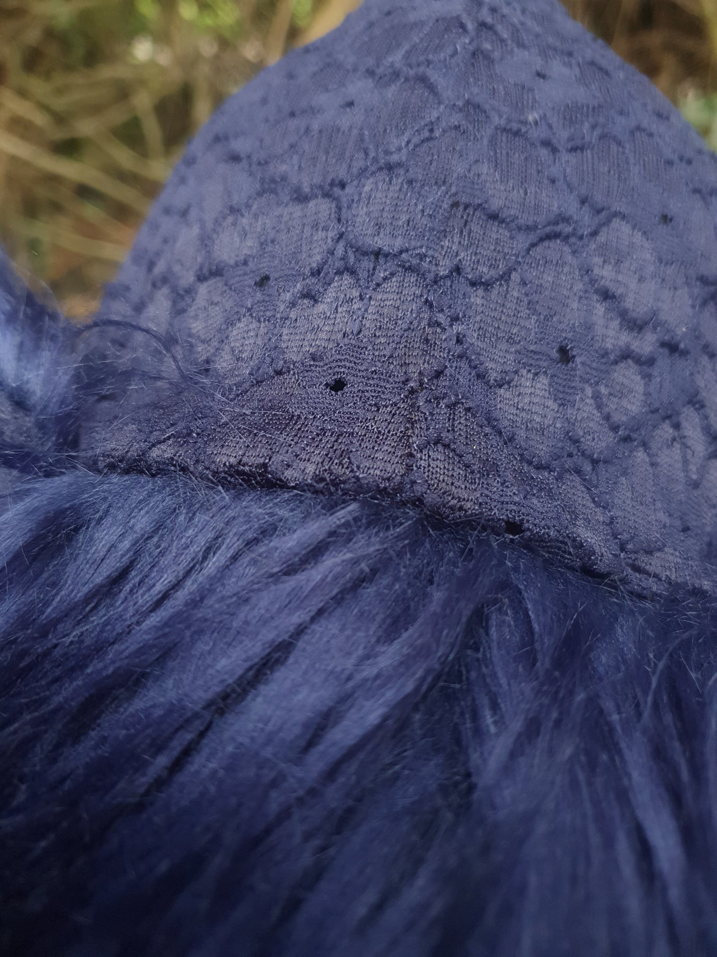 Dark midnight blue lacey hooded scarf
