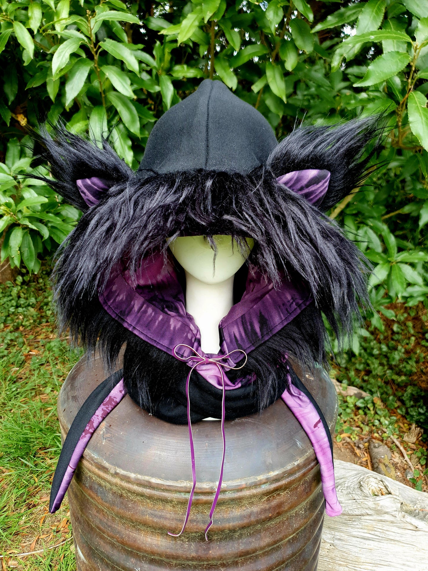 Purple, black and Tie dye kitty Hooded Scarf