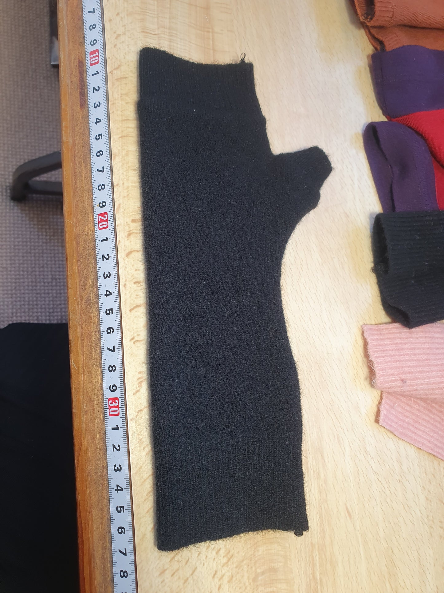 Black Lambswool Fingerless Gloves
