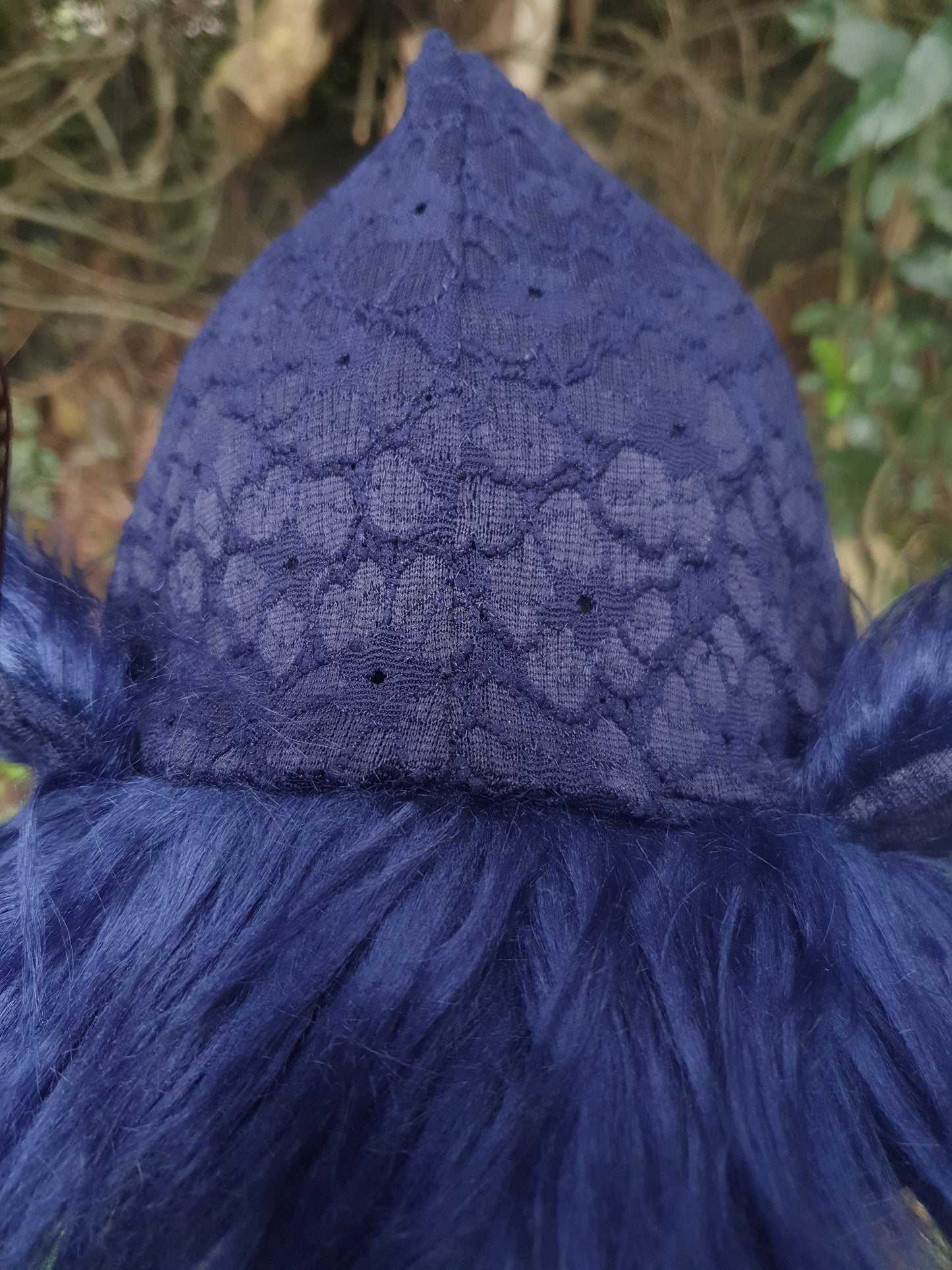 Dark midnight blue lacey hooded scarf