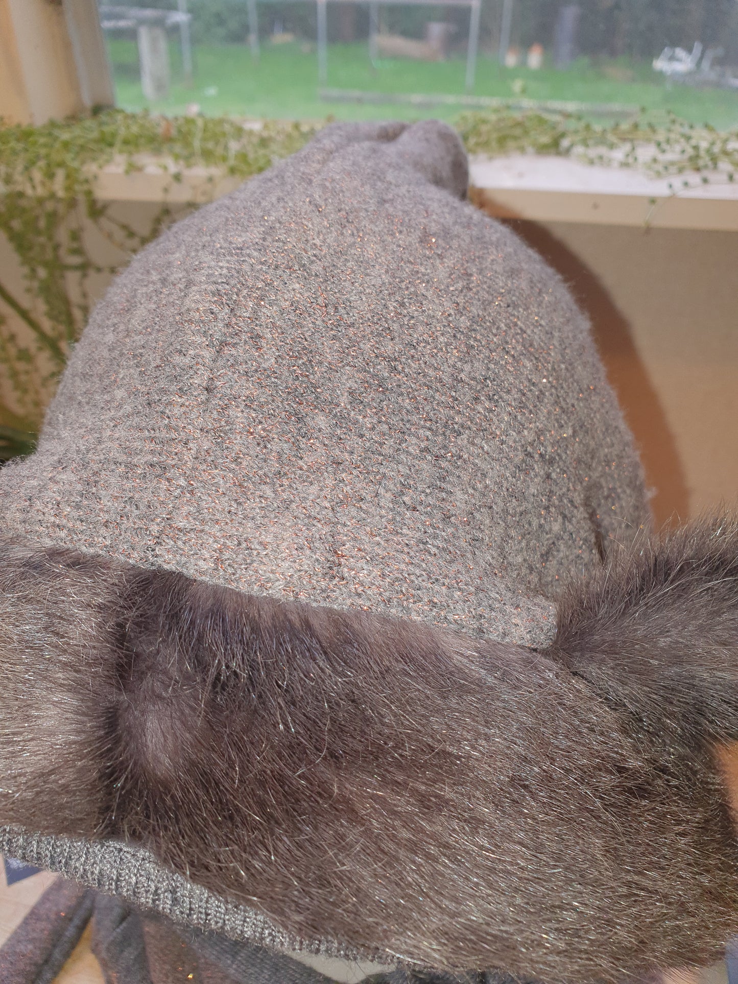 Grey Wolf Hooded Scarf. Vintage fur