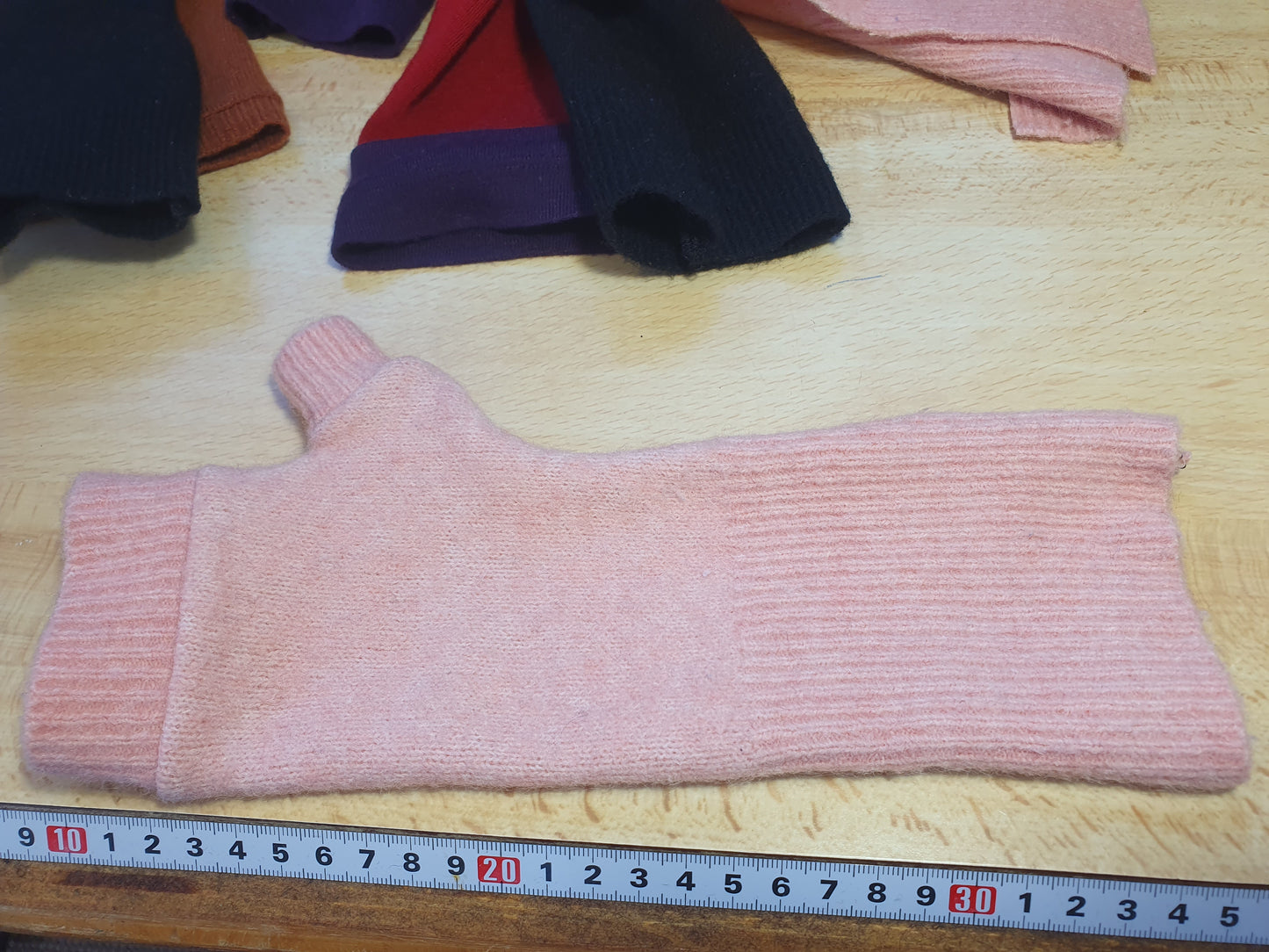 Soft Pink Mohair Wool blend Fingerless Gloves