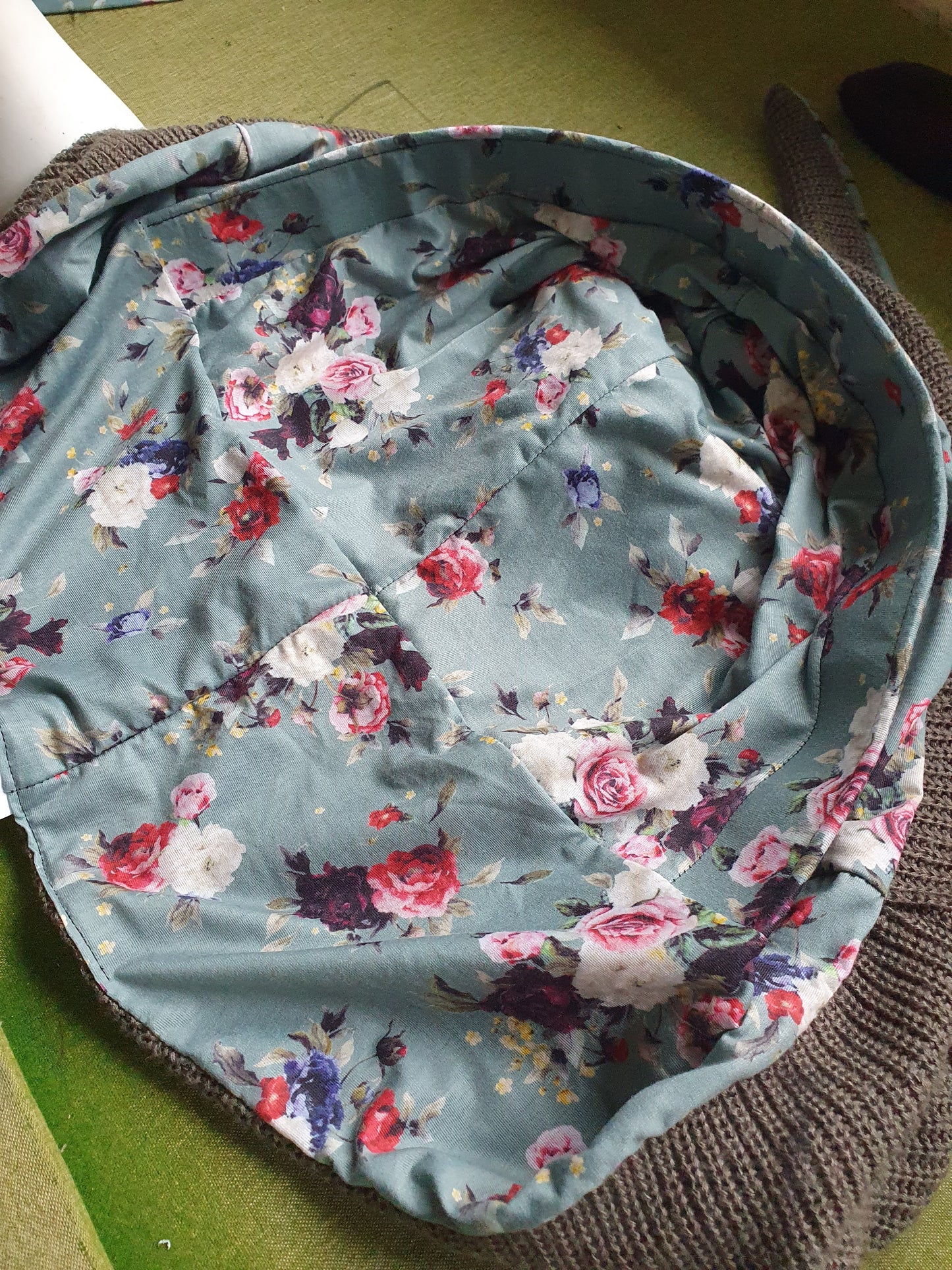 Sage and Floral Hooded Scarf