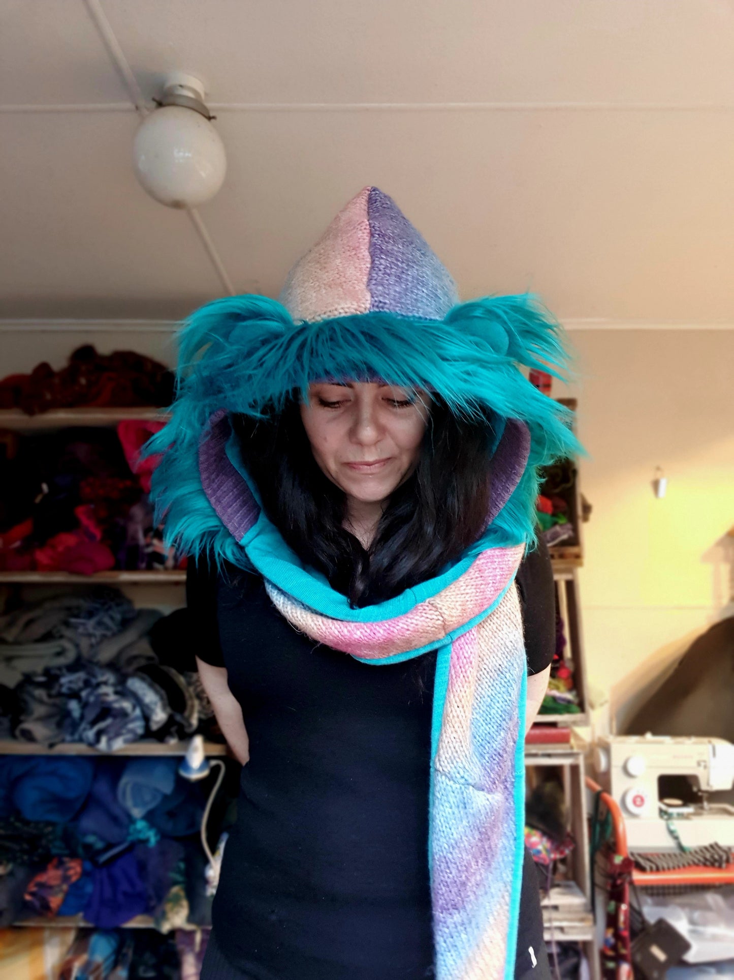 Chunky Rainbow Hood with Merino lining