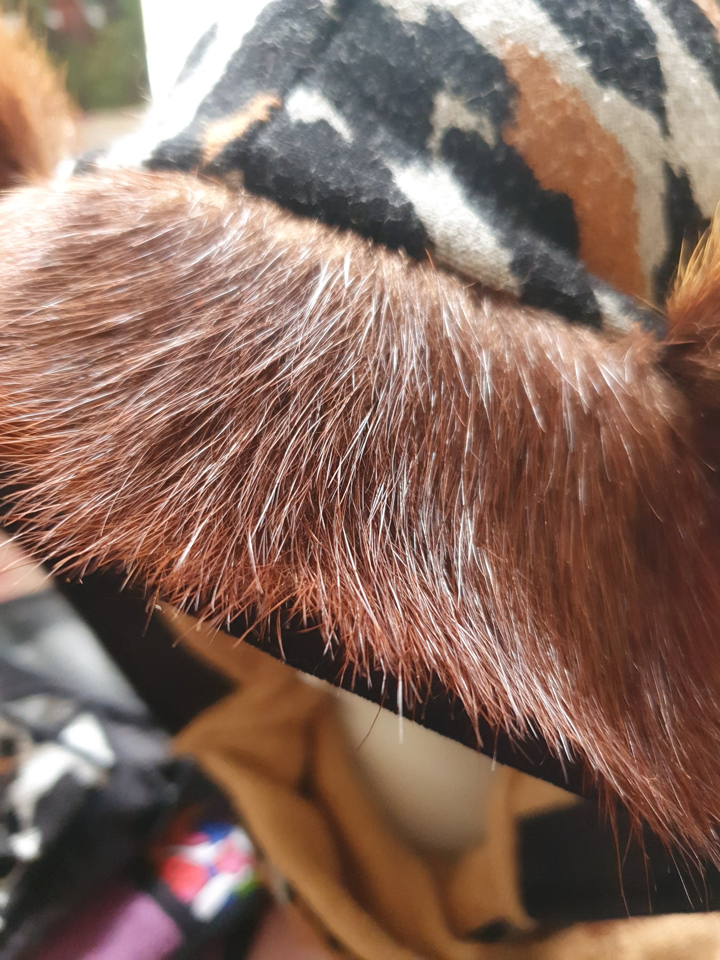 Vintage fur Hood and Glove set