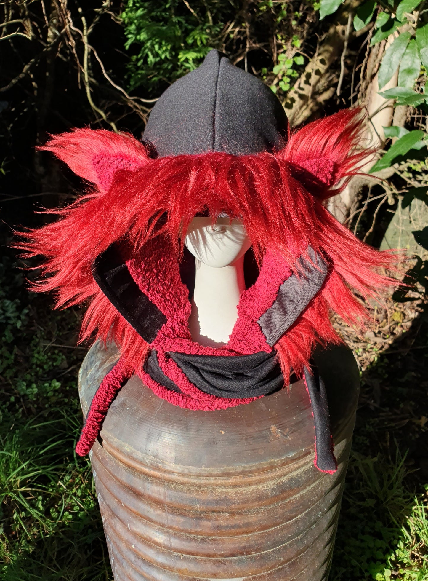 Black and red Hooded Scarf