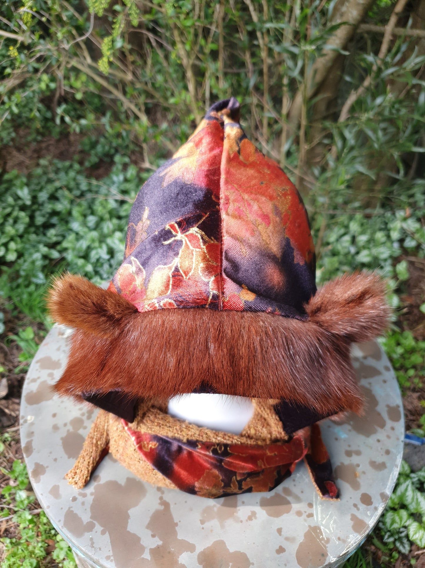 Velvet Vintage Fur Hooded Scarf