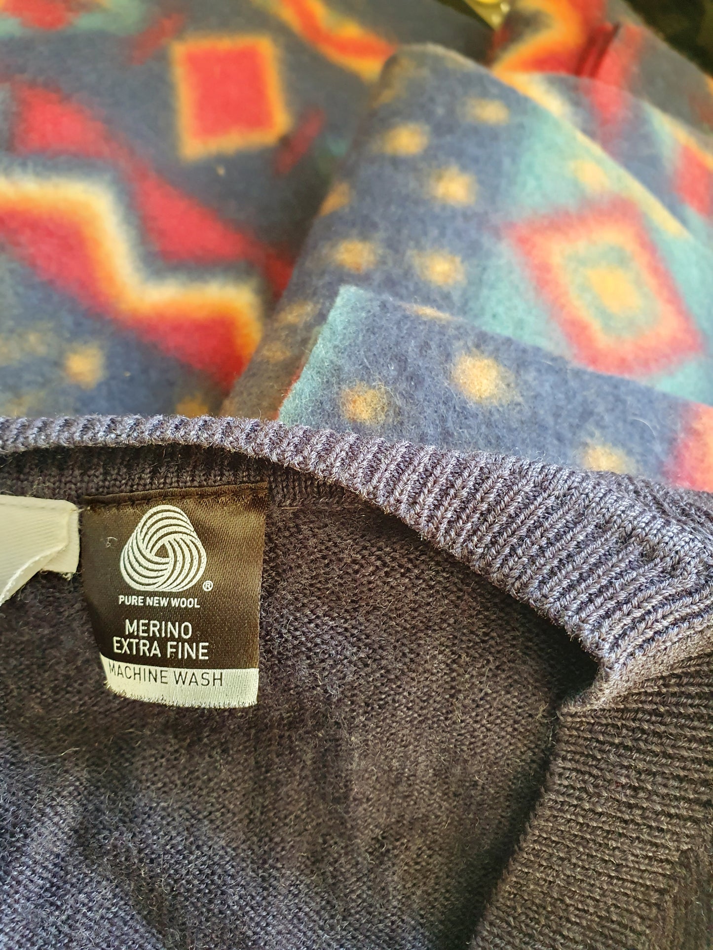 Blue Merino, Green Leather, 90s Fleece Lining