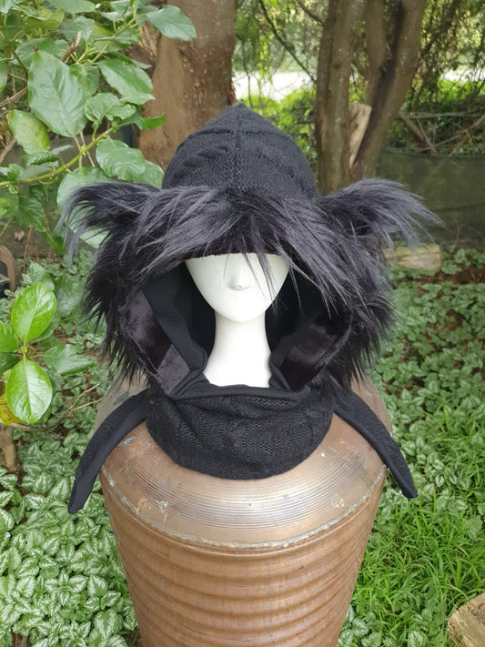 Black Cableknit, Alpaca and Merino Blend
