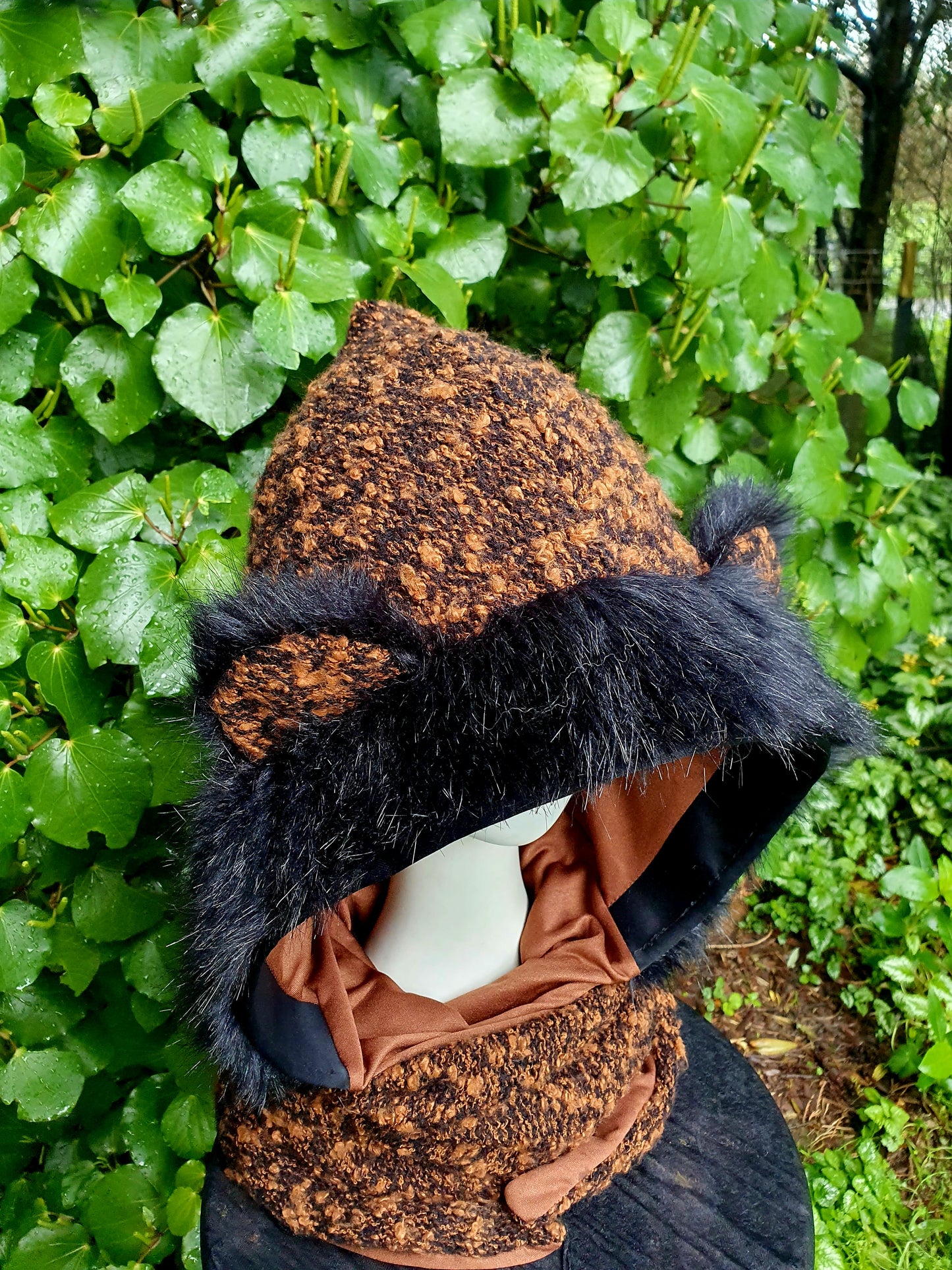 Brown Bear hooded scarf