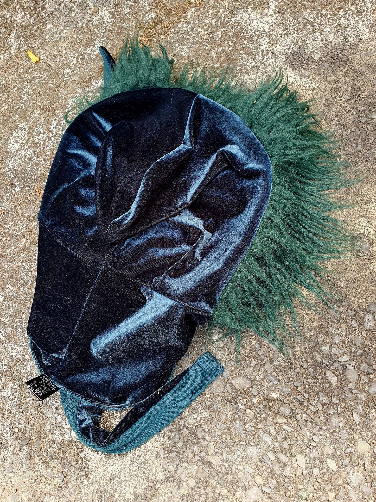 Deep Emerald Green Velvet Hooded Scarf