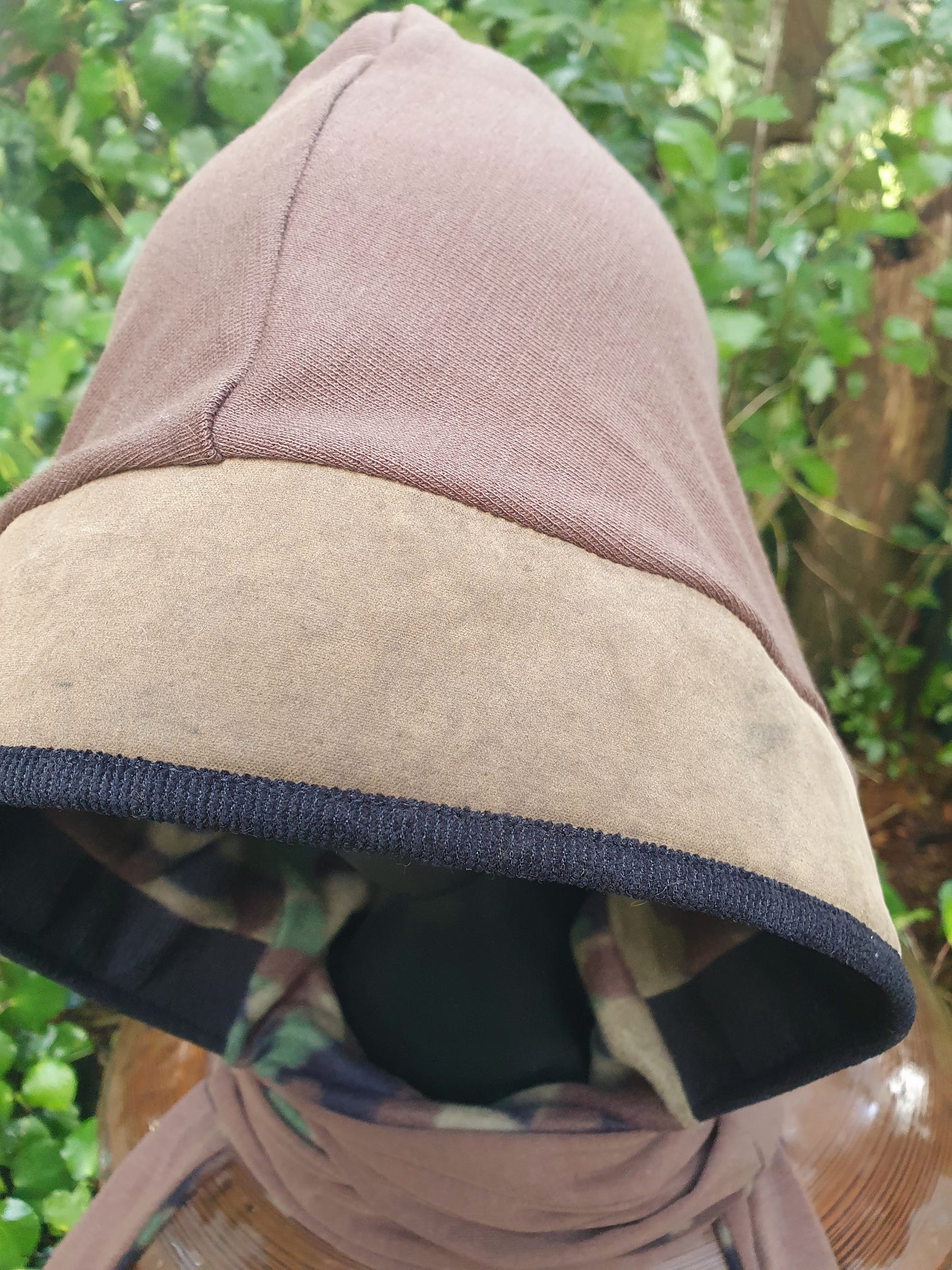 Oilskin Trim, Cotton and Fleece reversible Hooded Scarf