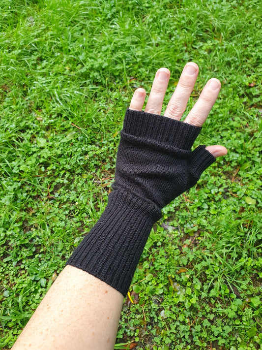 Wool blend fingerless gloves