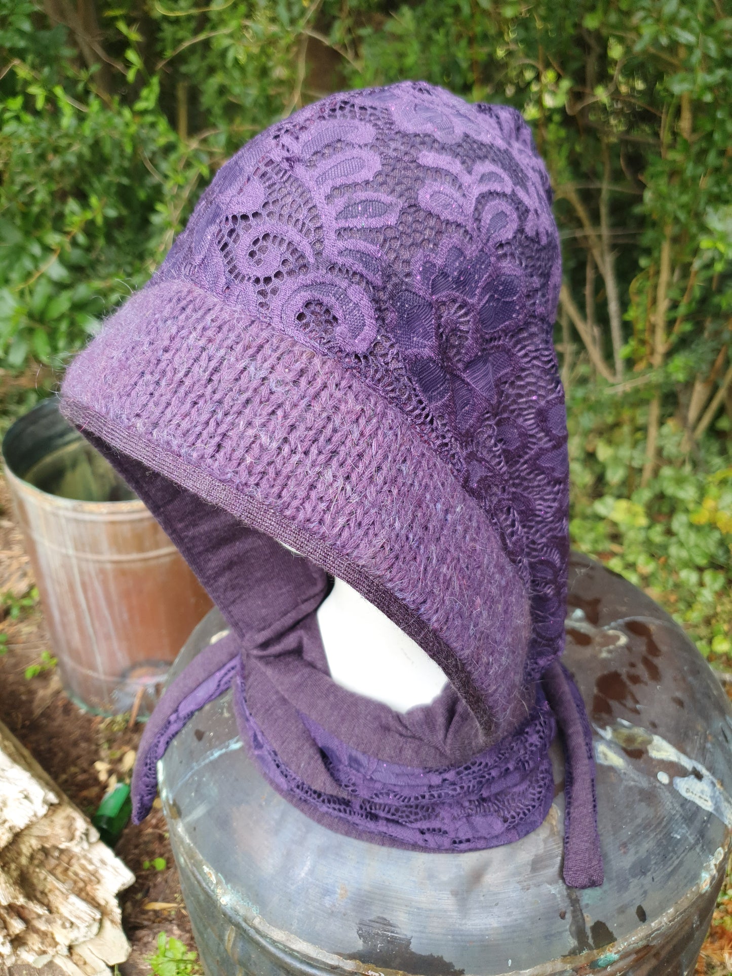 Purple lace, mohair and merino