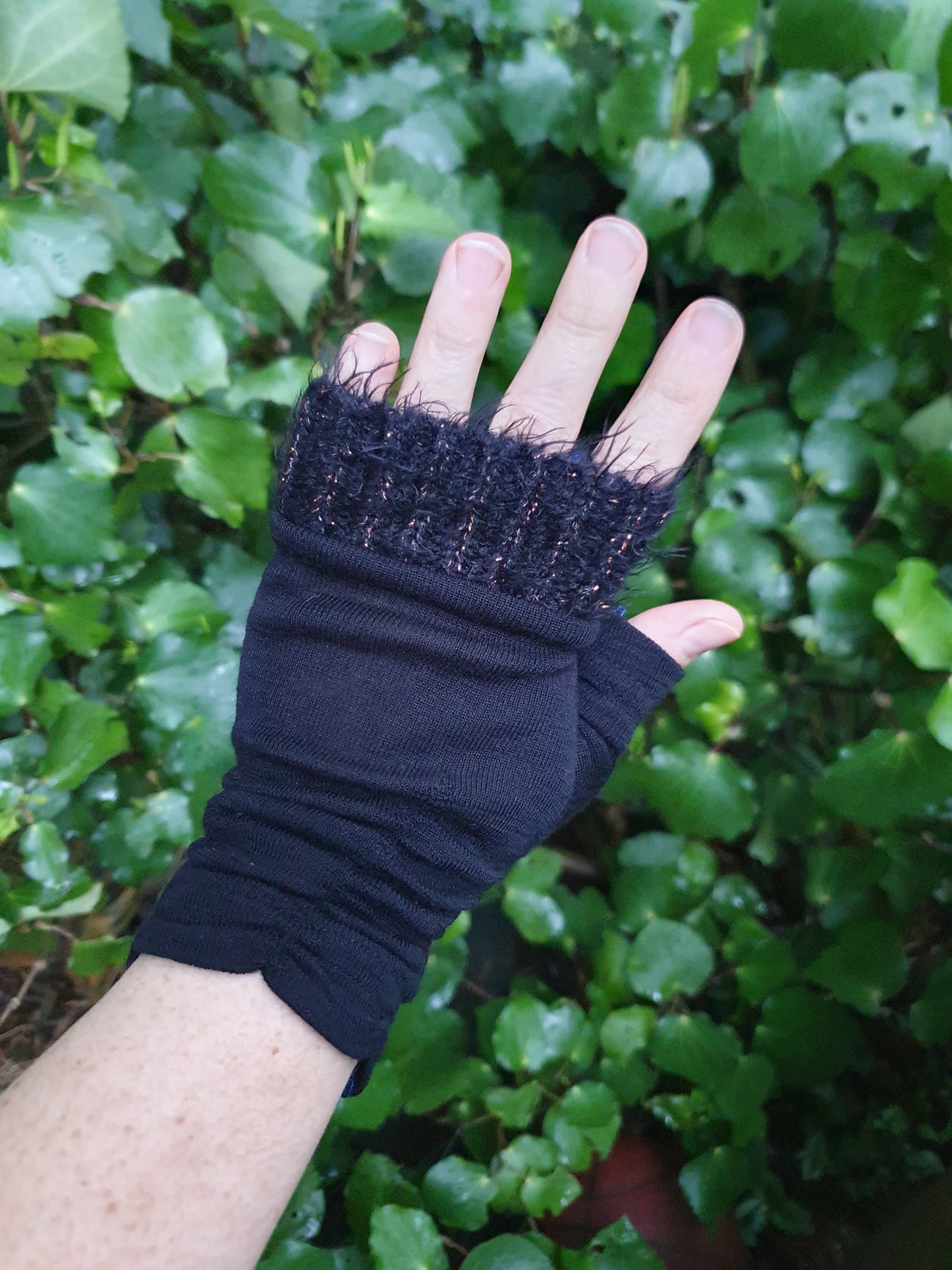Black Copper, Merino and Leather Hood set