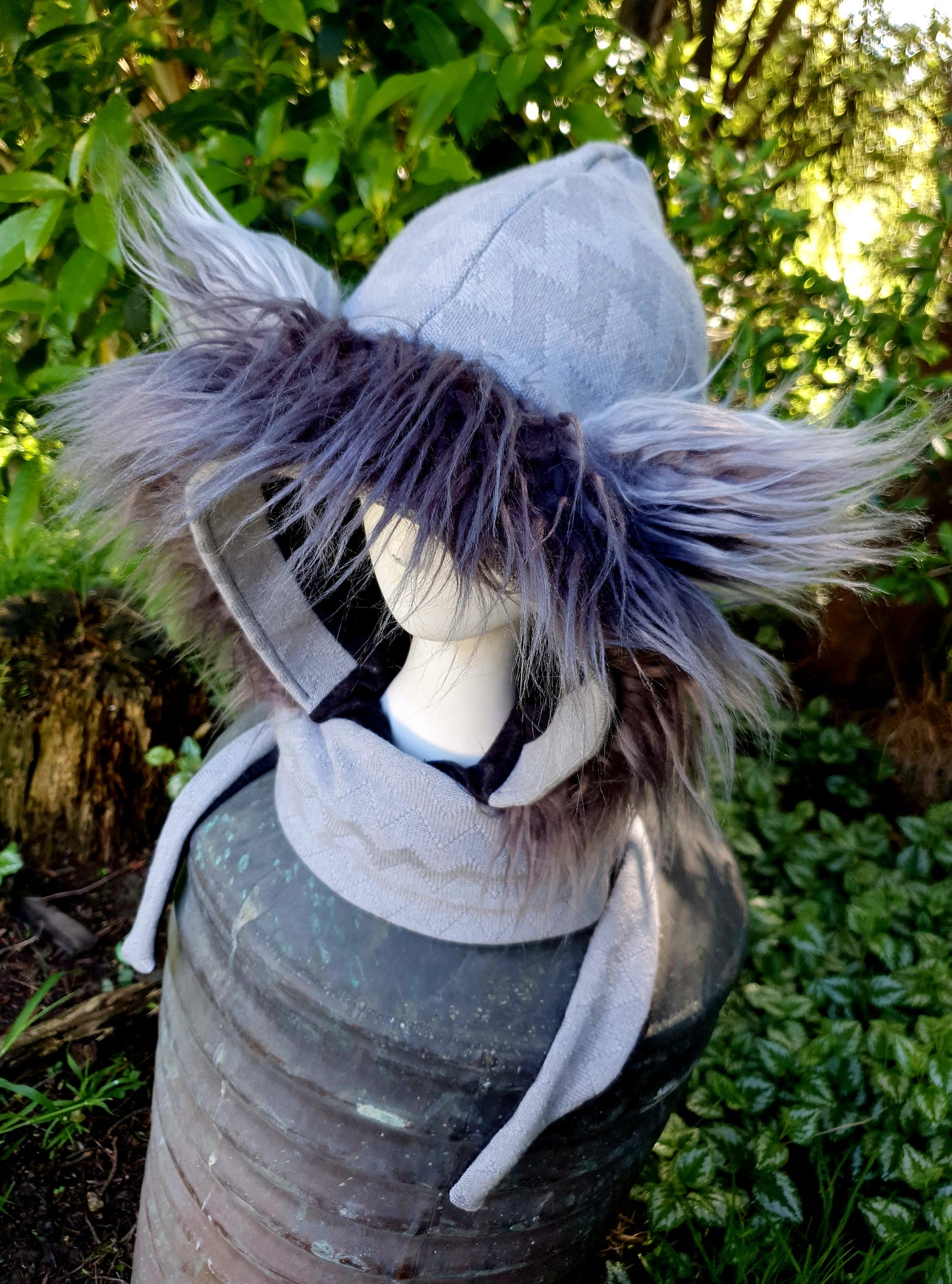 Merino Grey Luxe Hooded Scarf