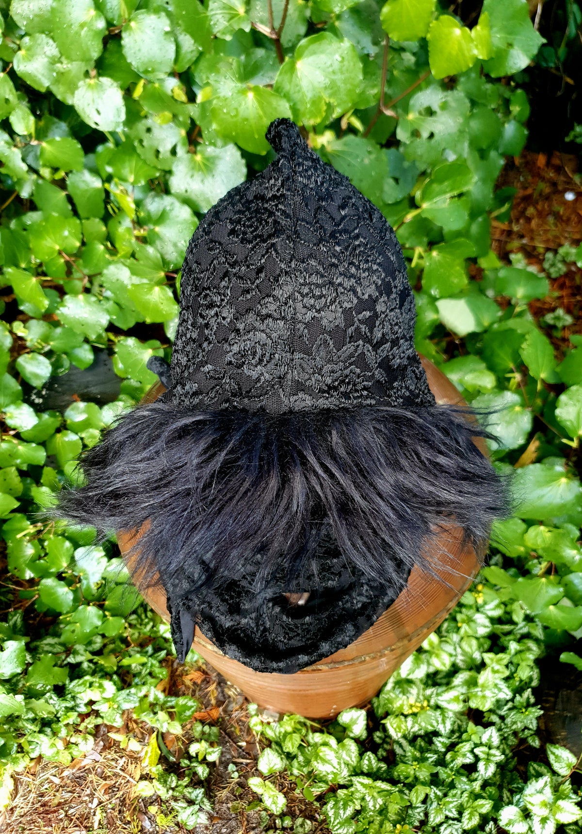 Triple Black Lace Hooded Scarf