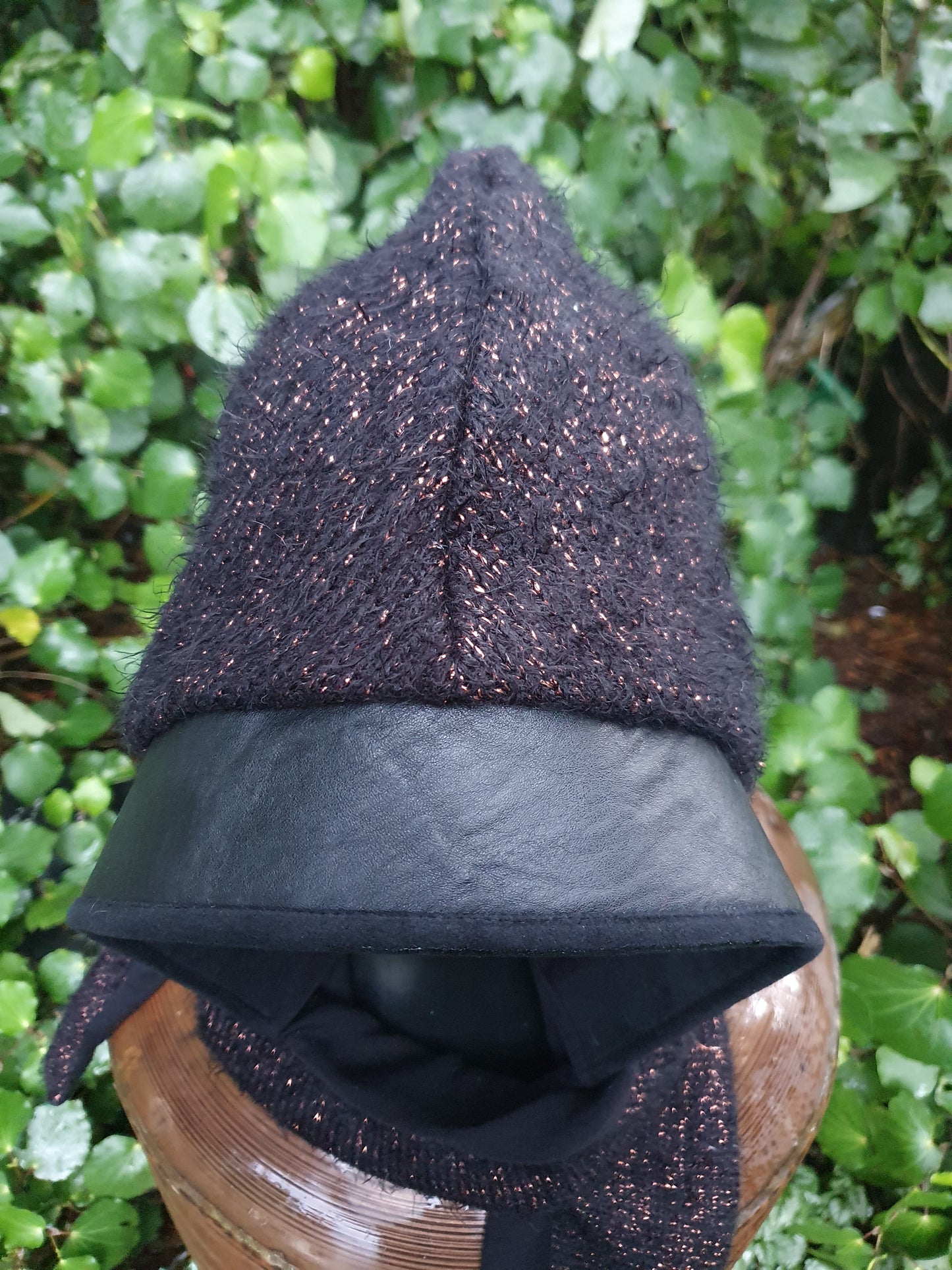 Black Copper, Merino and Leather Hood set