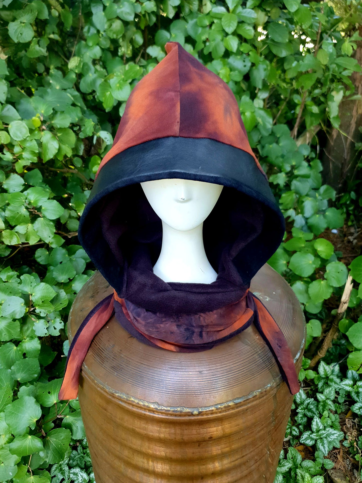Lava & Leather Trim Hooded Scarf