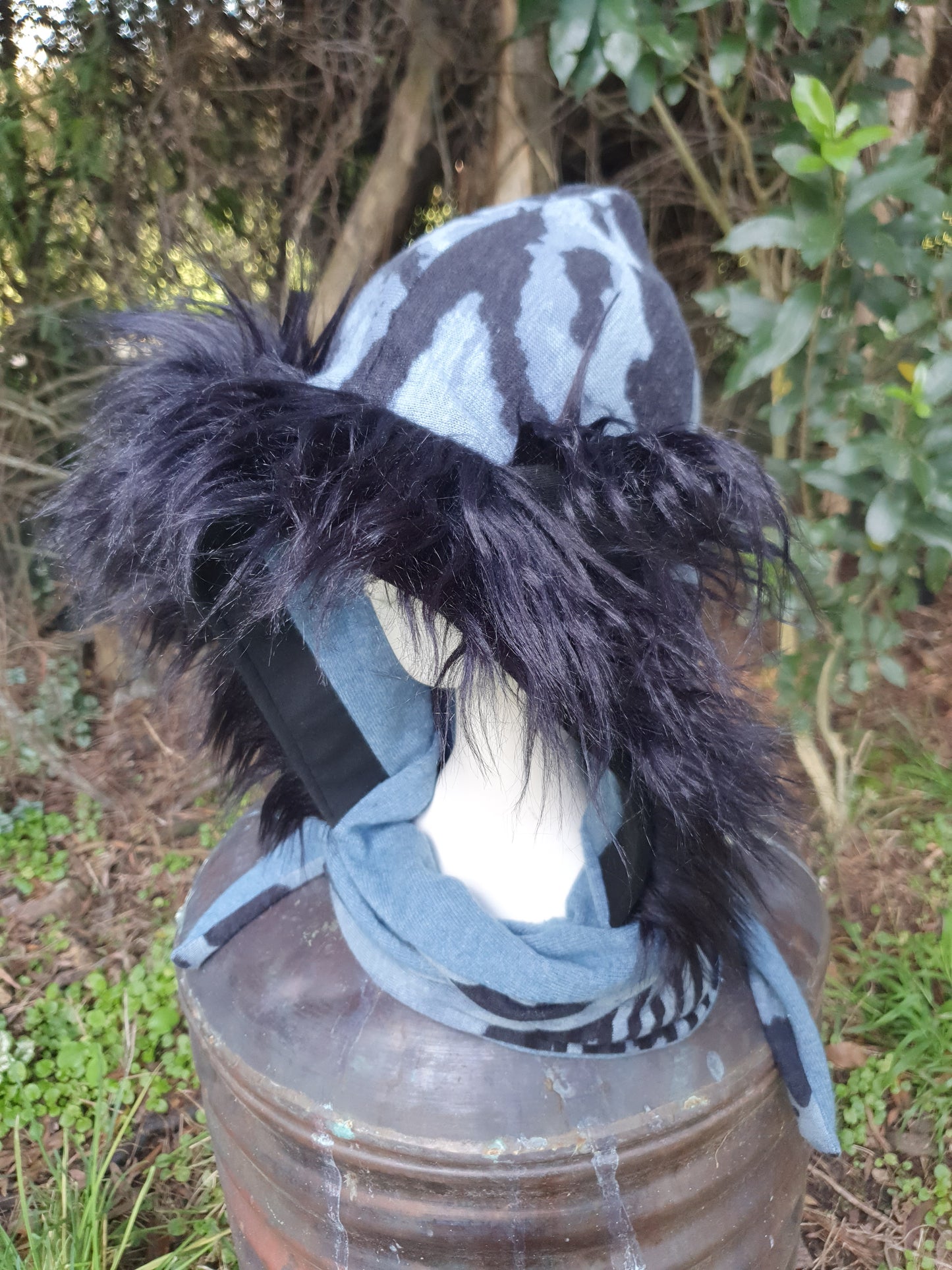 Shadowy Blue Merino Cashmere Hood & Glove Set
