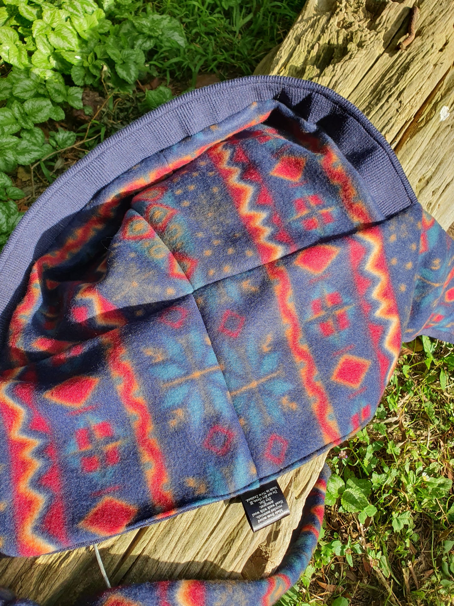 Blue Merino, Green Leather, 90s Fleece Lining