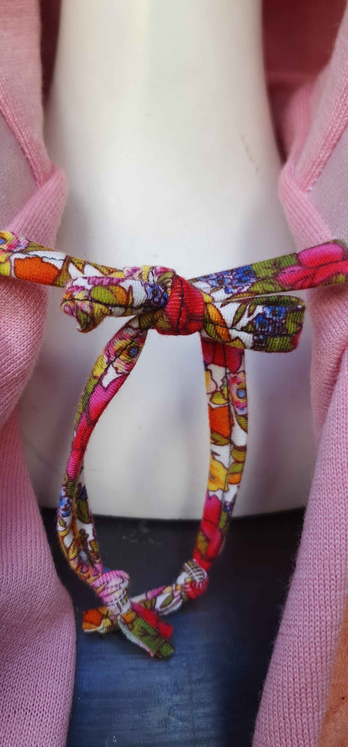 Peachy cableknit floral hooded scarf