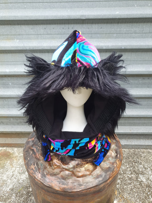 Swirly Velvet Hooded Scarf