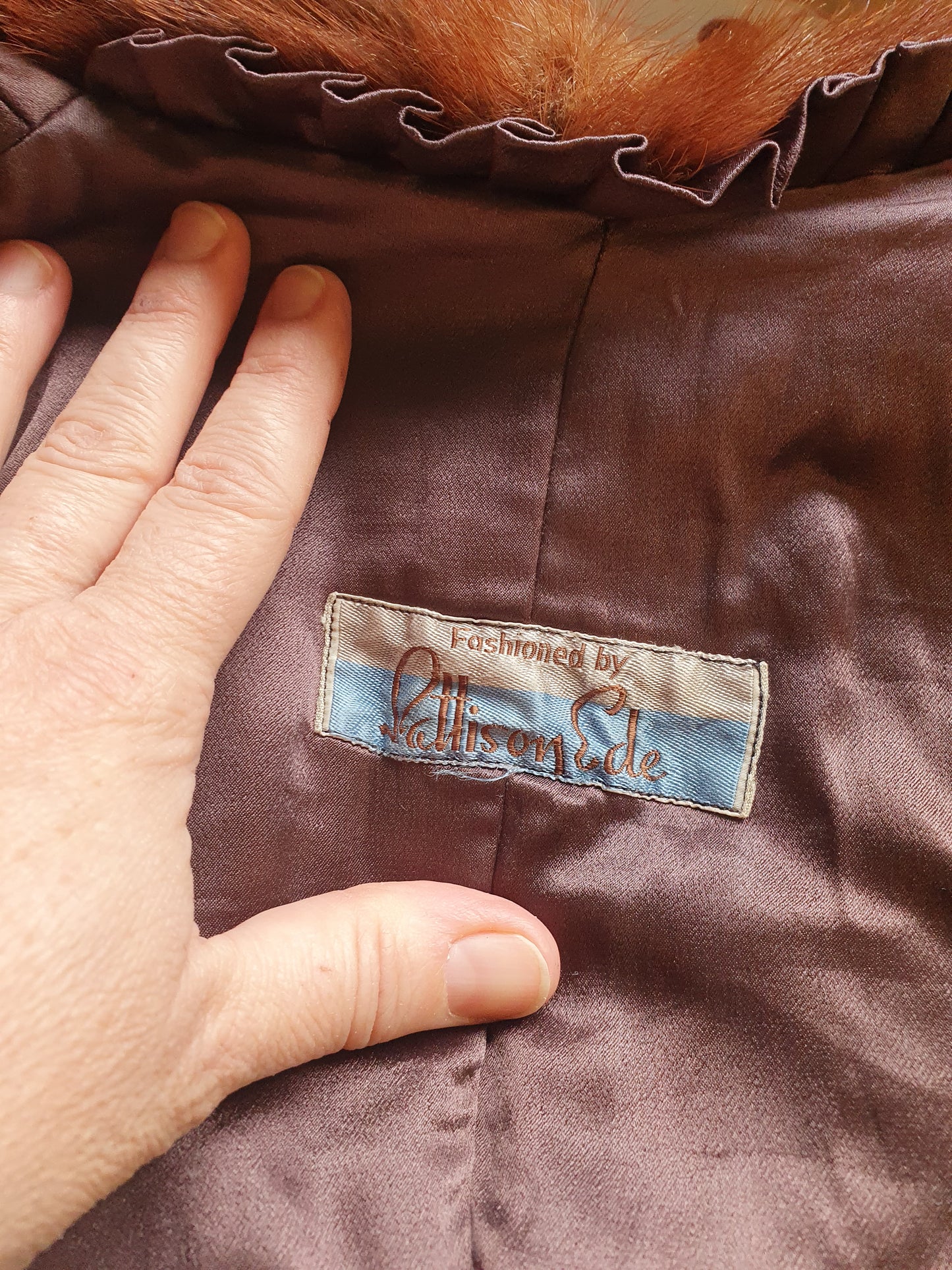 Vintage fur Hood and Glove set