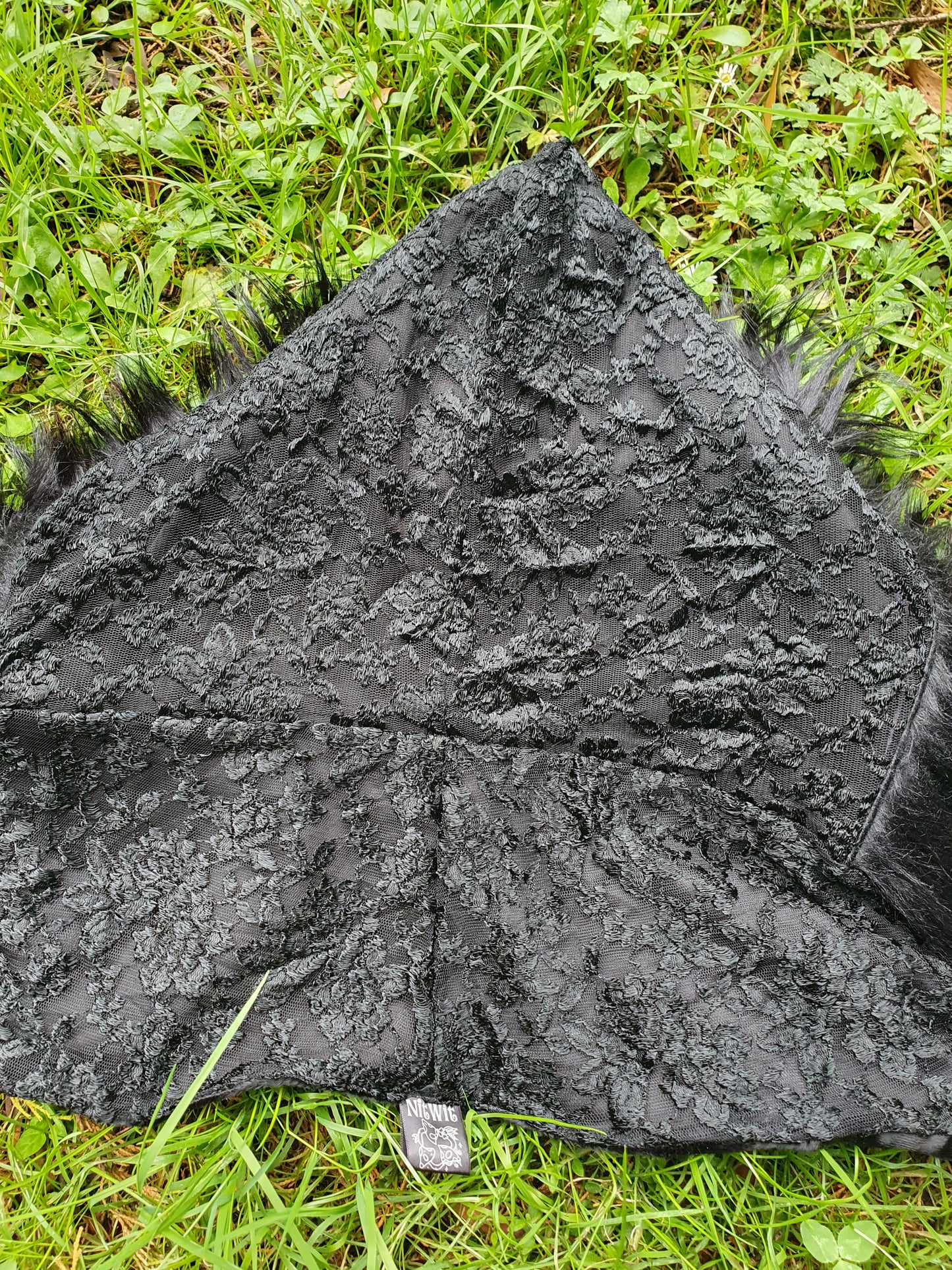 Triple Black Lace Hooded Scarf