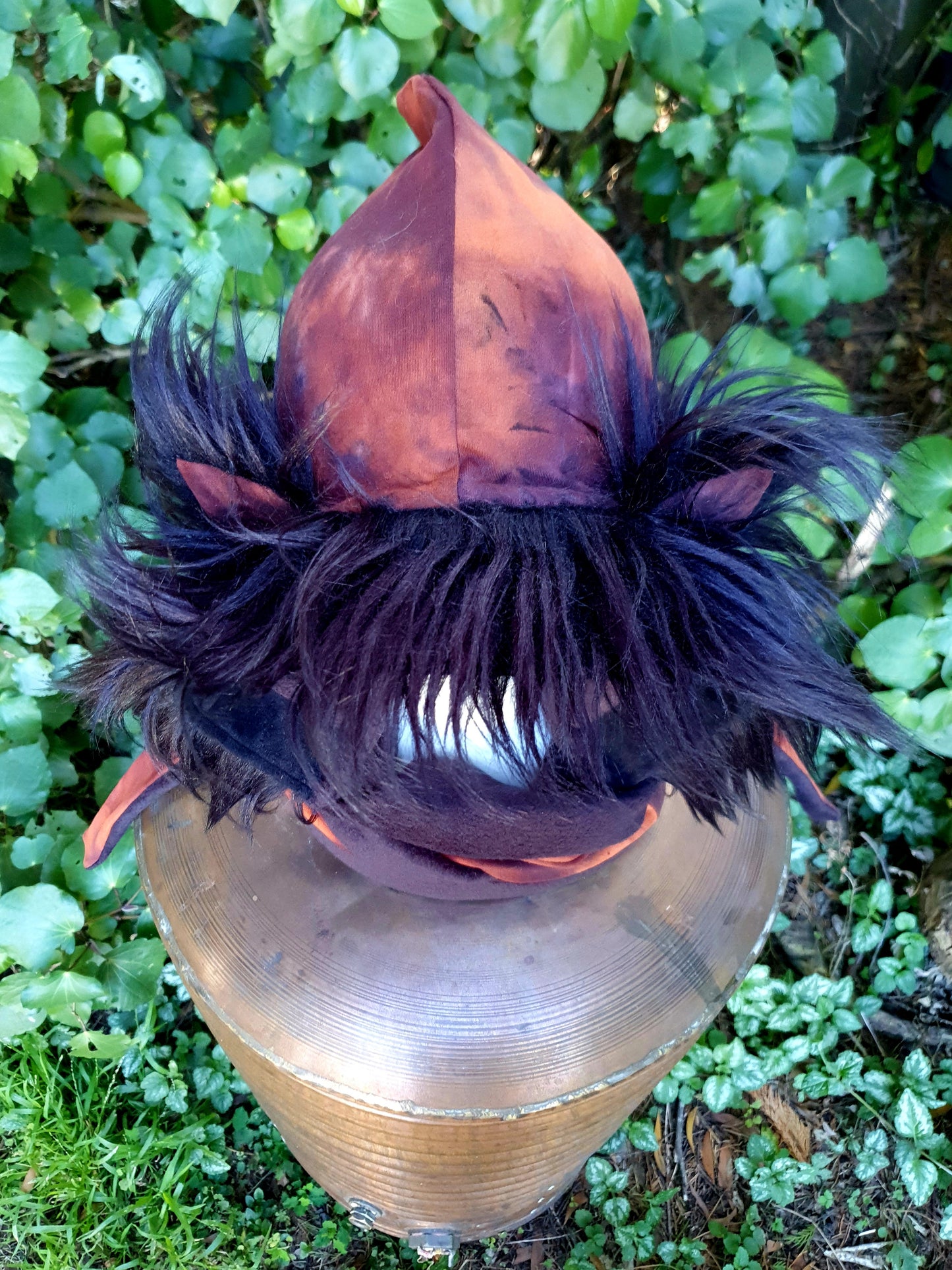 Lava & Black faux fur Hooded Scarf