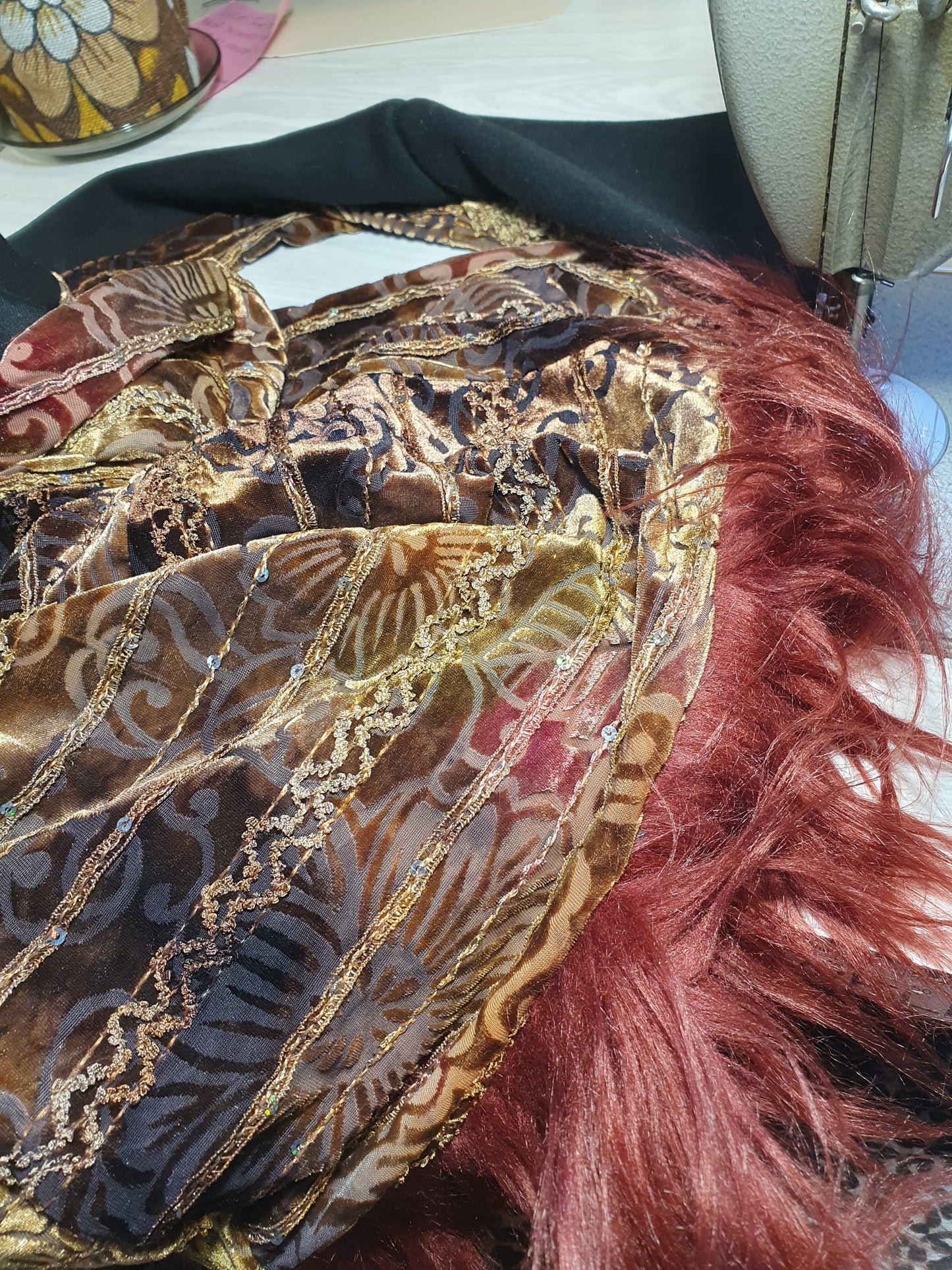 Velvety Autumn tone Hooded Scarf